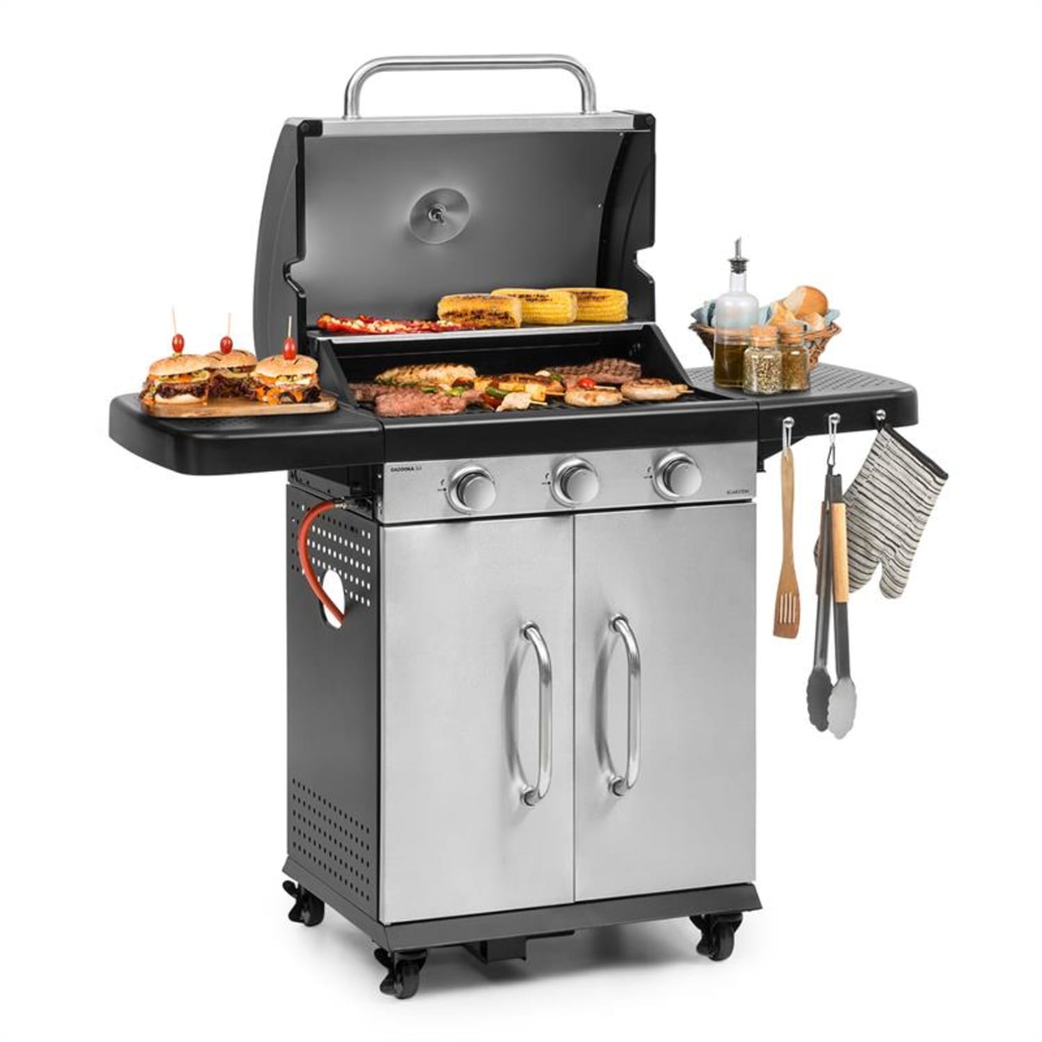 Gazooka 3.0T BBQ Grill 3x3kW Brenner 4 Rollen Edelstahl 3 Brenner
