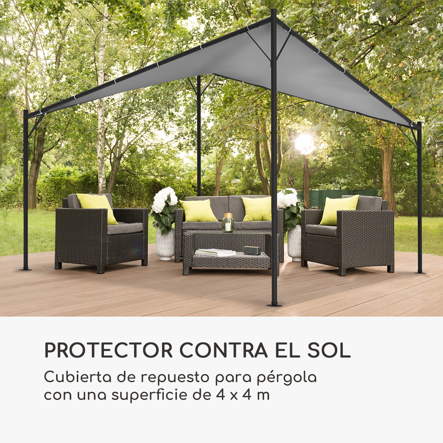 Sombra pérgola techo de recambio poliéster 180 g/cm² accesorio gris Gris