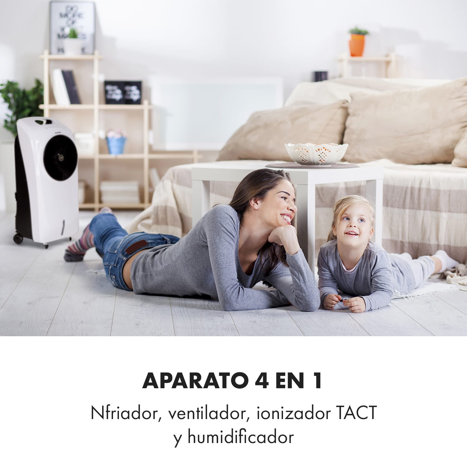 Rotator Climatizador evaporativo 4 en 1 de 110W 396m³/h 3 intensidades Mando a distancia Blanco Blanco