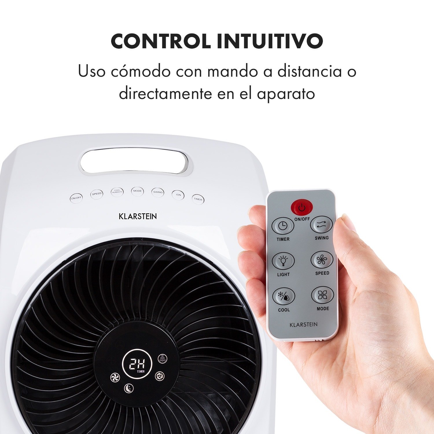 Rotator Climatizador evaporativo 4 en 1 de 110W 396m³/h 3 intensidades Mando a distancia Blanco Blanco