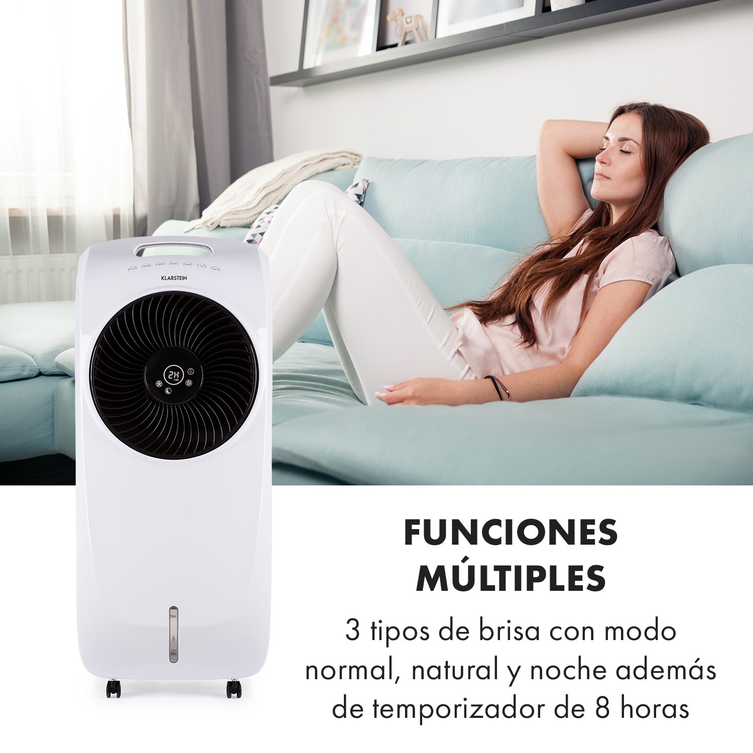 Rotator Climatizador evaporativo 4 en 1 de 110W 396m³/h 3 intensidades Mando a distancia Blanco Blanco