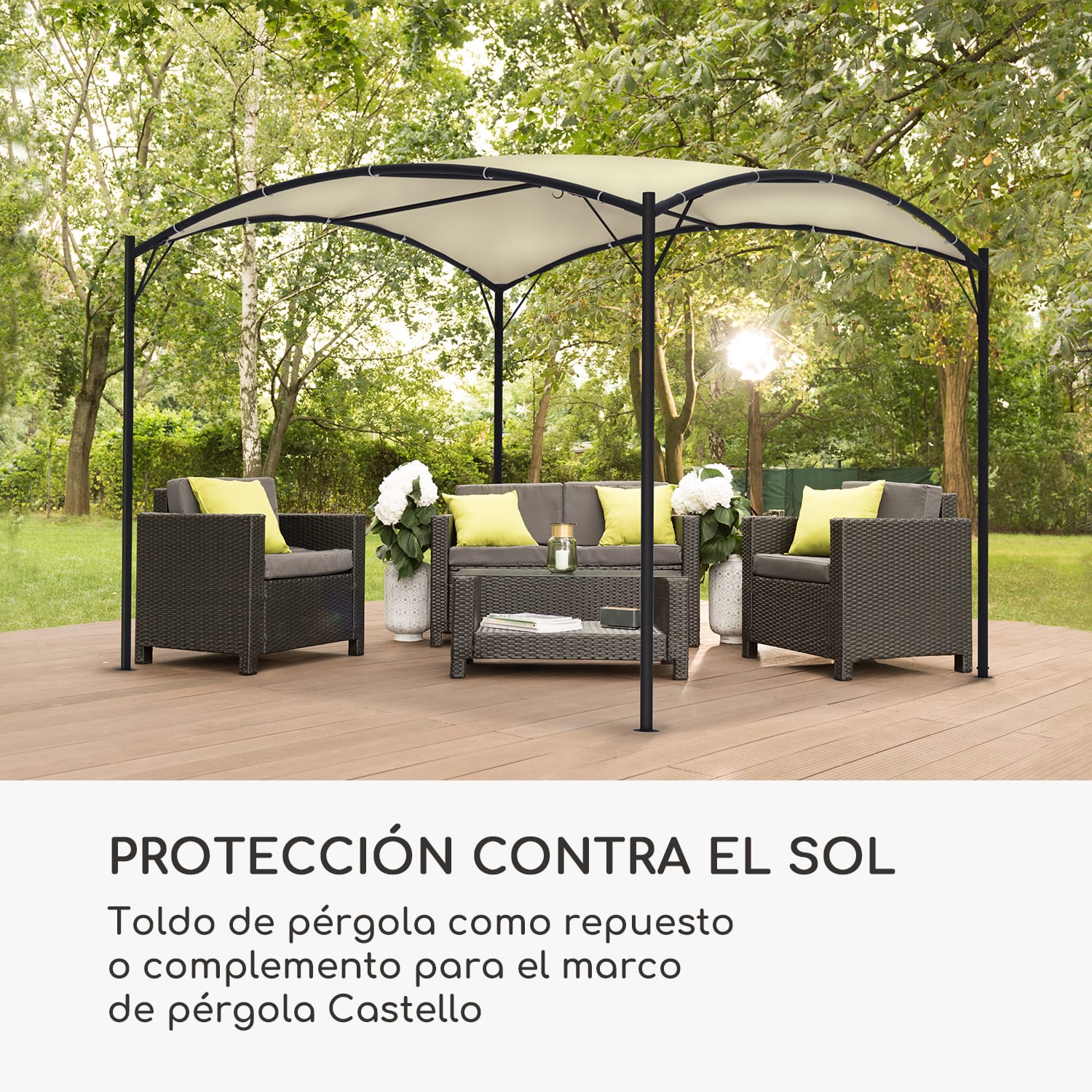 Castello toldo para pérgola 3,5 x 3,5 m poliéster beis Beige