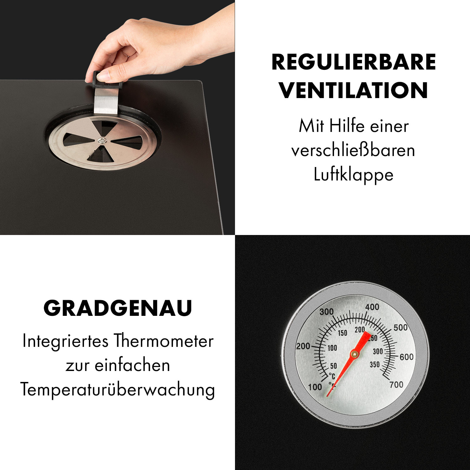 Pasadena Gas-Räuchergrill 2,5 kW Heizleistung 250 °C max. 52 x 97 x 50 cm