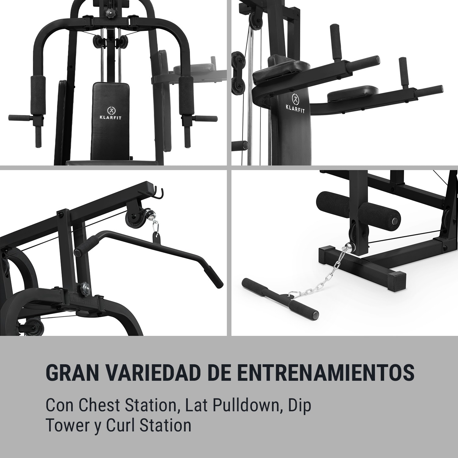 Ultimate Gym 9000 7 Stations hasta 150 kg acero QR negro Negro