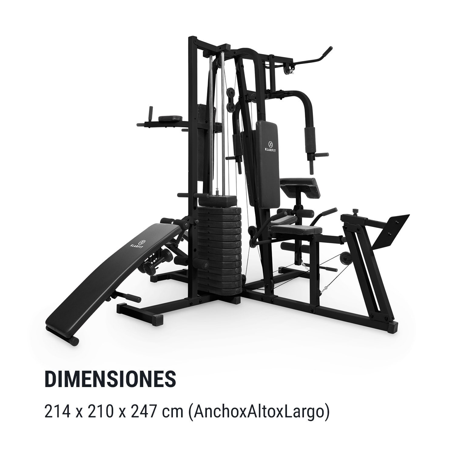 Ultimate Gym 9000 7 Stations hasta 150 kg acero QR negro Negro