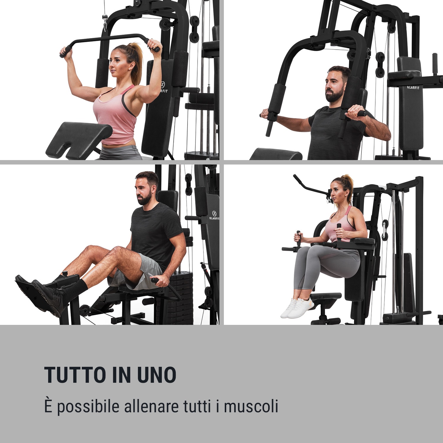 Ultimate Gym 9000 7 Stations fino a 150kg QR Acciaio nero Nero