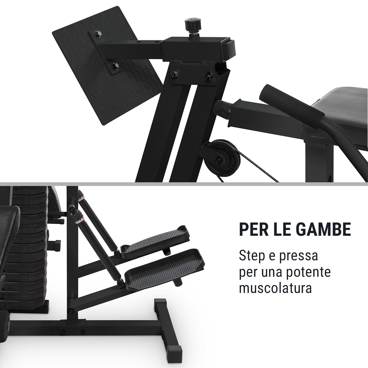 Ultimate Gym 9000 7 Stations fino a 150kg QR Acciaio nero Nero