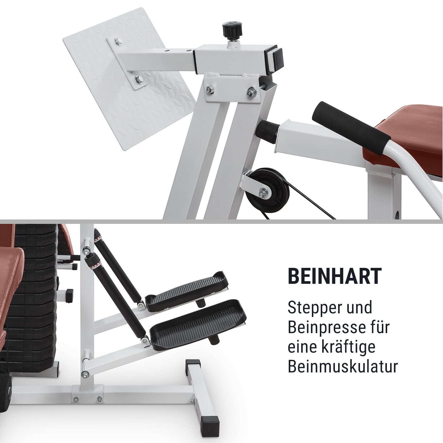 Ultimate Gym 9000 7 Stations bis 150kg QR Stahl weiß Weiß
