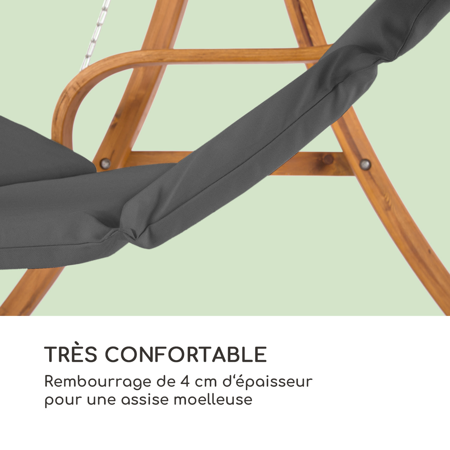 Maui Hollywoodschommel 110cm 2-zits massief hout polyester donkergrijs Donkergrijs