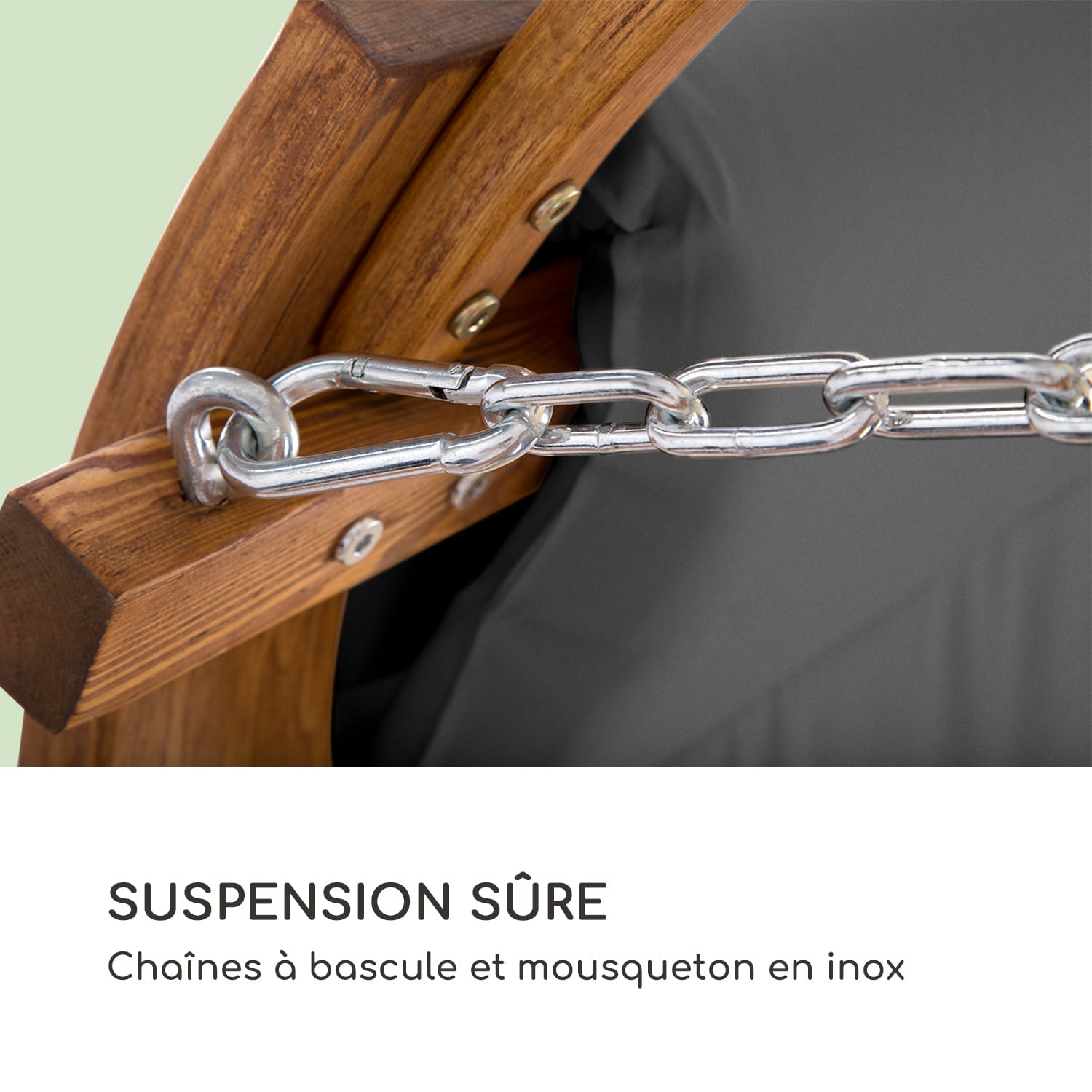 Maui Hollywoodschommel 110cm 2-zits massief hout polyester donkergrijs Donkergrijs