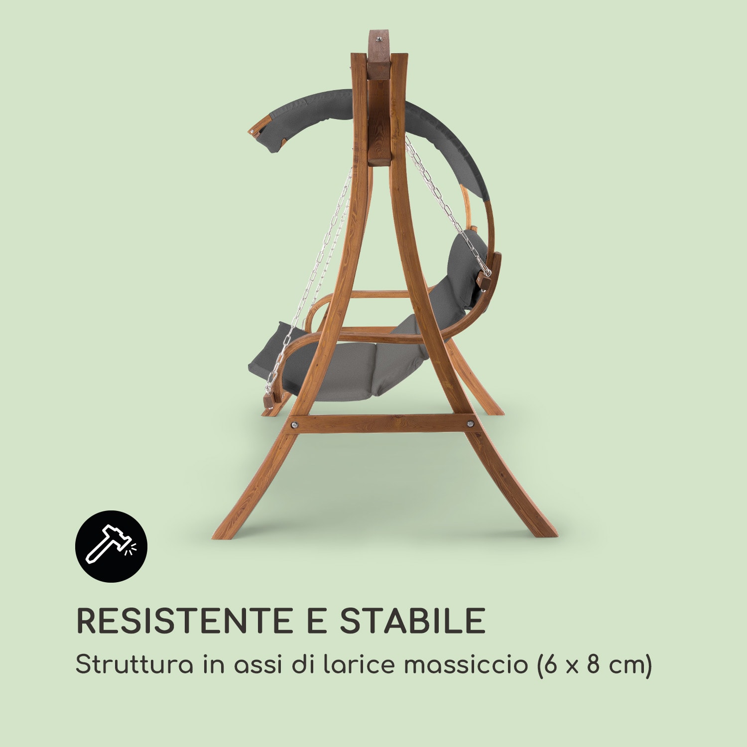 Maui dondolo Hollywood 110 cm a 2 posti in legno massiccio poliestere grigio scuro Grigio scuro