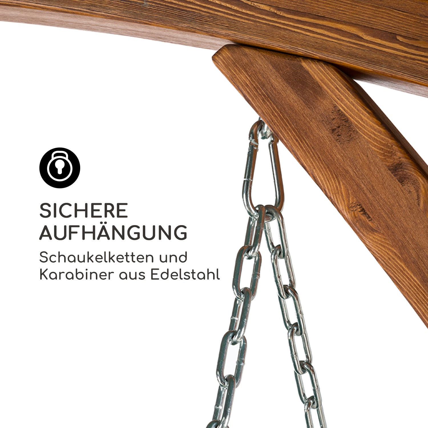Aruba Hollywoodschaukel Sonnendach 130cm 2-Sitzer Massivholz Grau Dunkelgrau