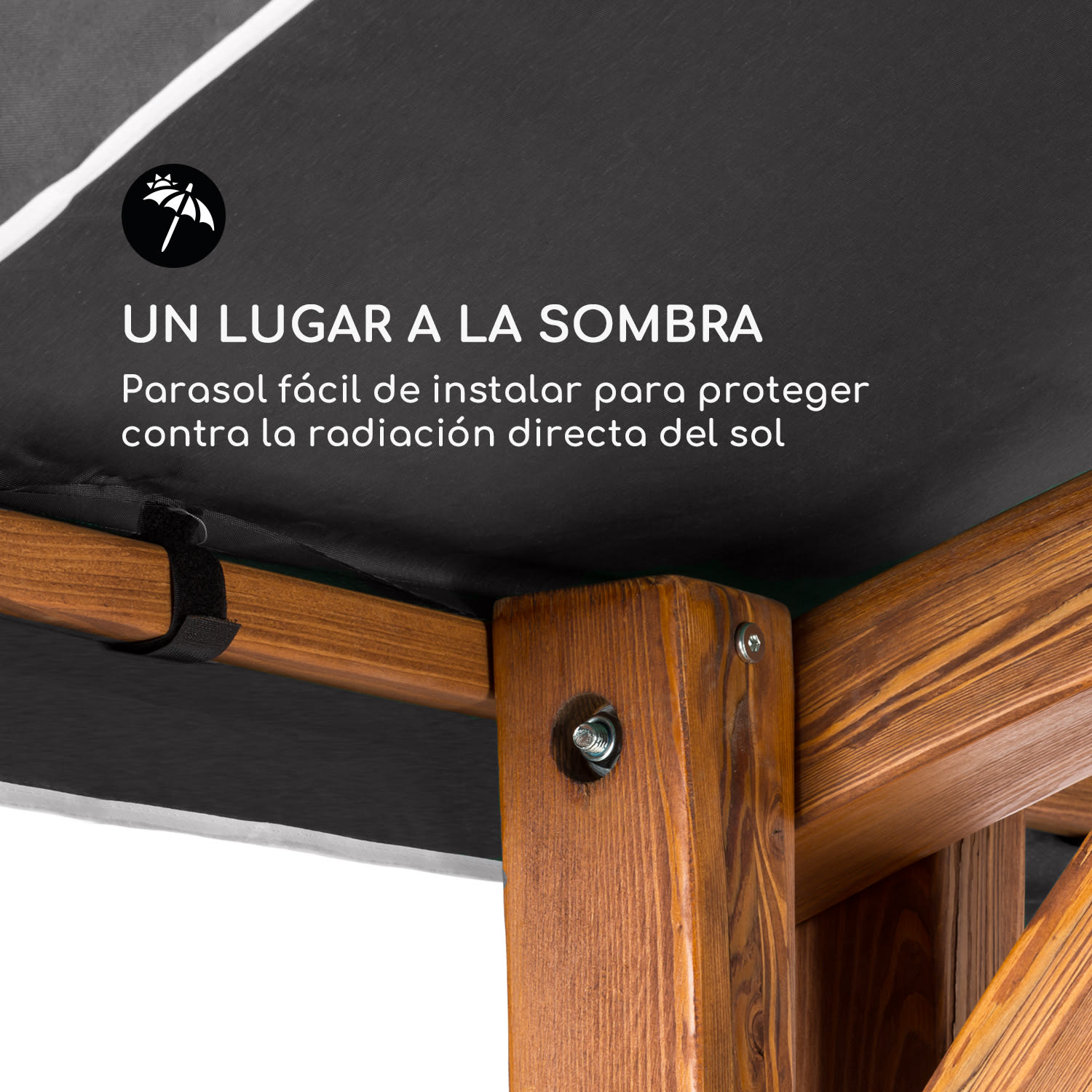 Aruba Columpio de jardín con toldo 130 cm 2 asientos Madera Gris Gris Oscuro