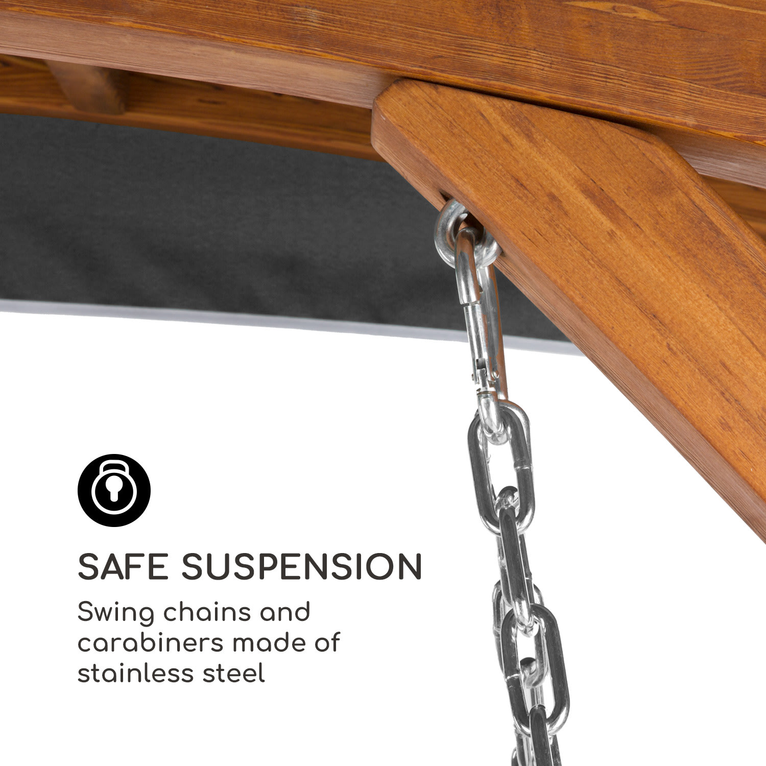 Tahiti, huśtawka ogrodowa, zadaszenie przed słońcem, 110 cm, 2 miejsca, masyw, szara 