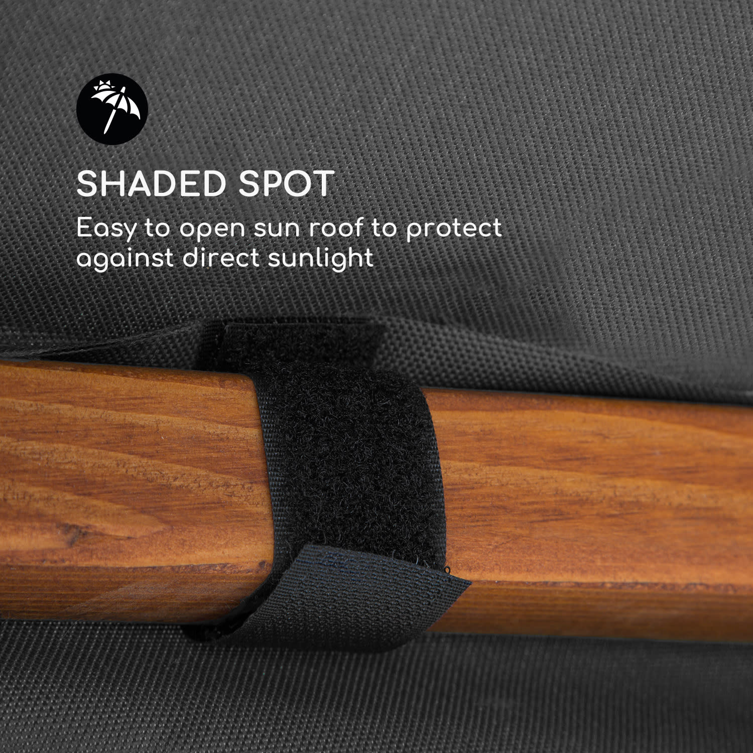 Tahiti, huśtawka ogrodowa, zadaszenie przed słońcem, 110 cm, 2 miejsca, masyw, szara 