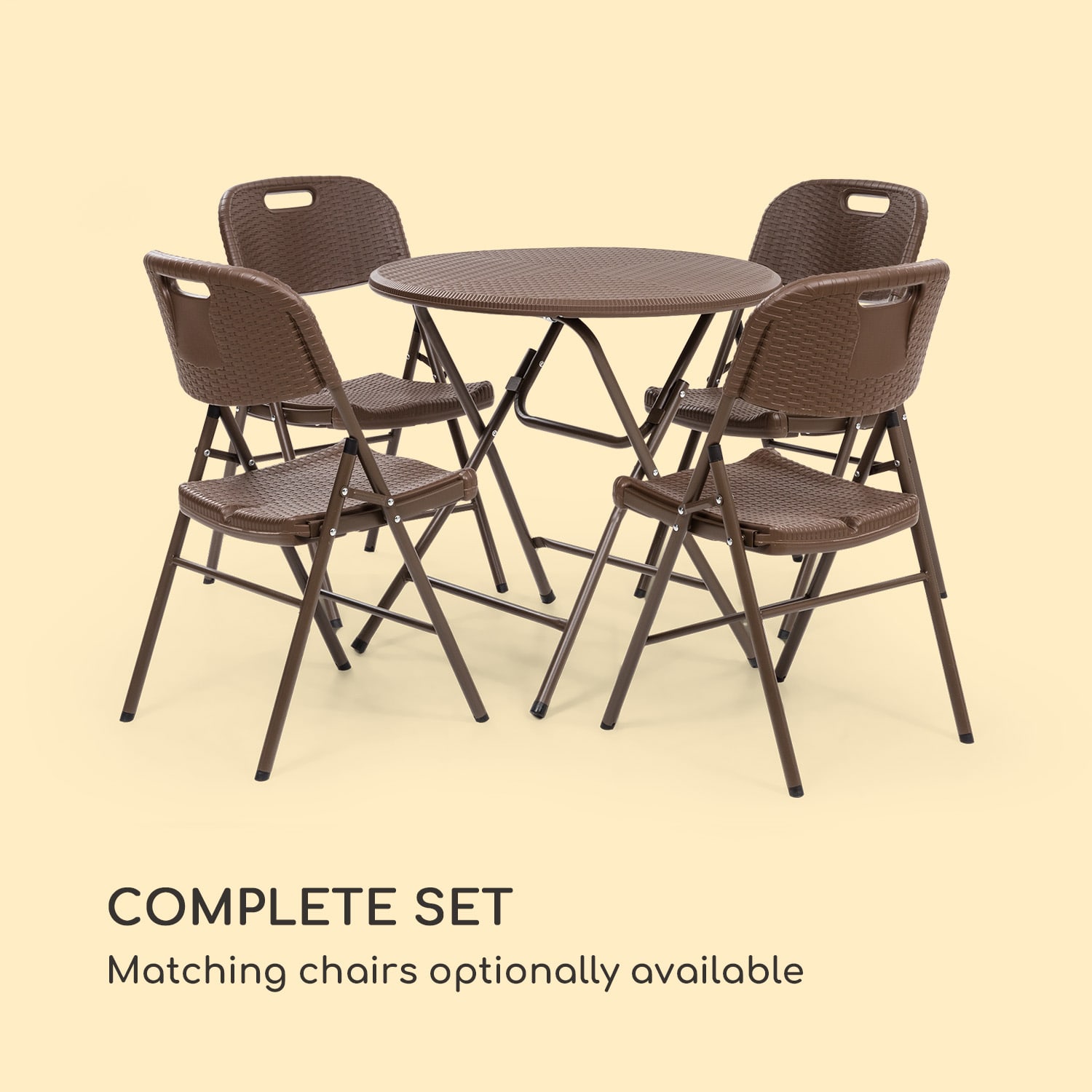 Burgos Round Folding Table Polyrattan 80 cm Ø Table Surface 4 pers. Brown 80 x 76 cm (ØxH)
