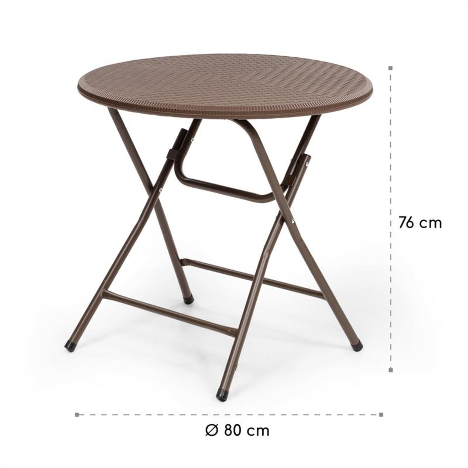 Burgos Round Folding Table Polyrattan 80 cm Ø Table Surface 4 pers. Brown 80 x 76 cm (ØxH)