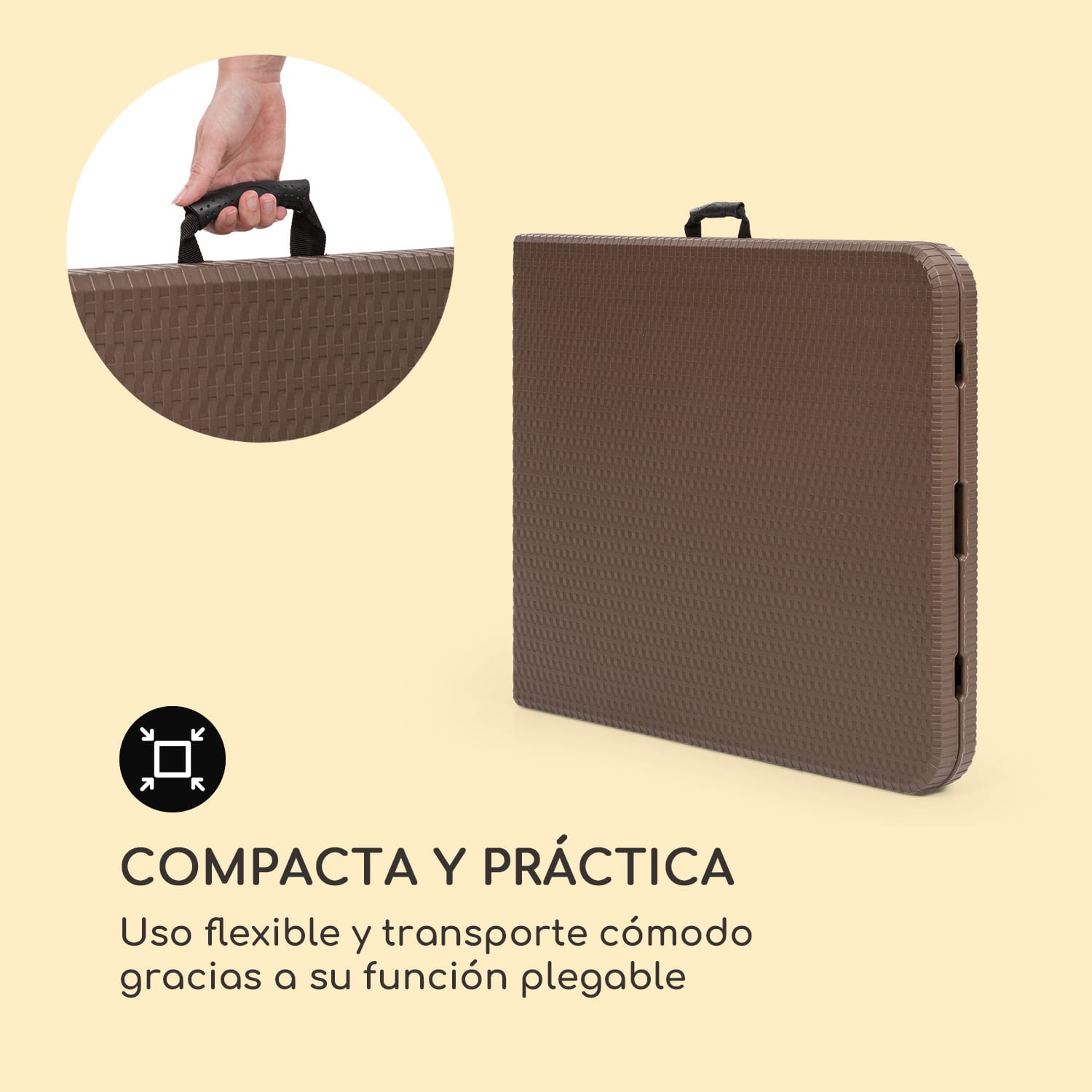Burgos Family Mesa plegable poliratan Superficie 178 x 73  para 6 personas Marrón 181x74x76 cm (AnchoxAltoxLargo)