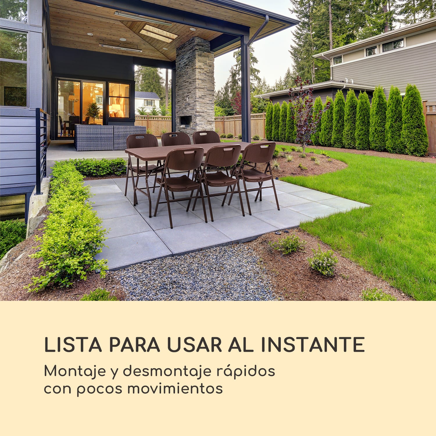 Burgos Family Mesa plegable poliratan Superficie 178 x 73  para 6 personas Marrón 181x74x76 cm (AnchoxAltoxLargo)