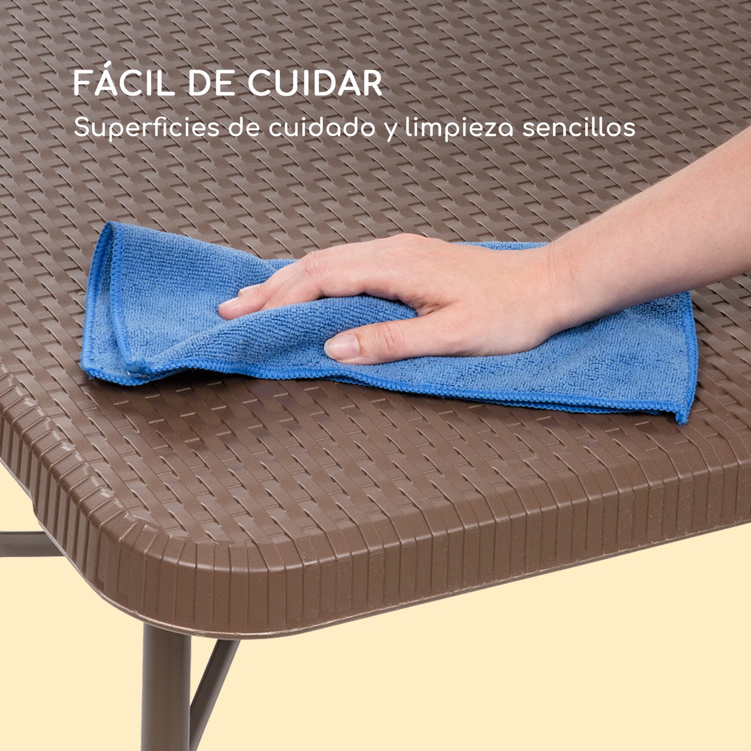 Burgos Family Mesa plegable poliratan Superficie 178 x 73  para 6 personas Marrón 181x74x76 cm (AnchoxAltoxLargo)