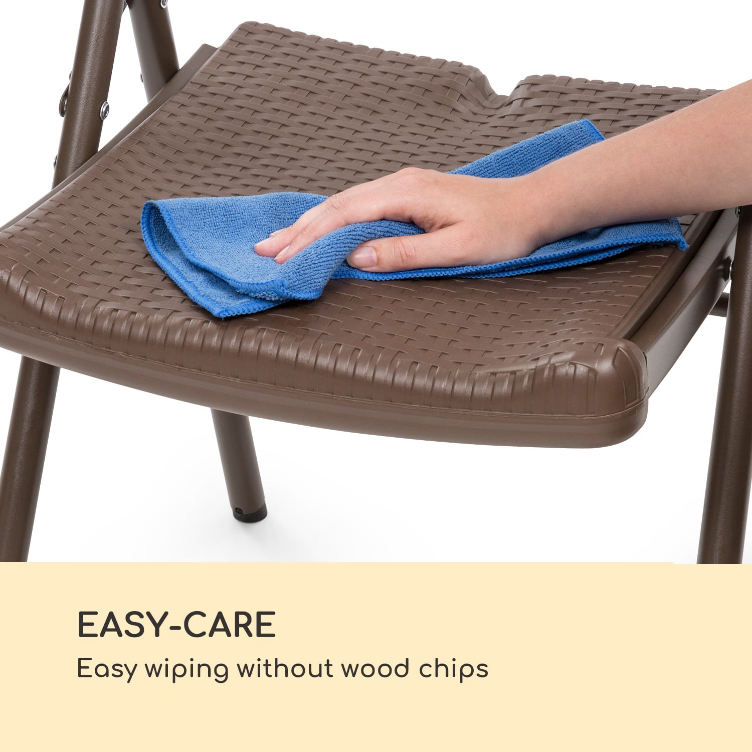 Burgos Seat, składanie krzesło, zestaw 2 sztuk, HDPE, stal, rattanowy wygląd, brązowy 