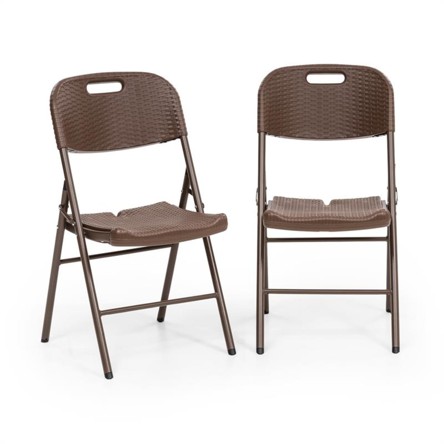 Burgos Seat, składanie krzesło, zestaw 2 sztuk, HDPE, stal, rattanowy wygląd, brązowy 