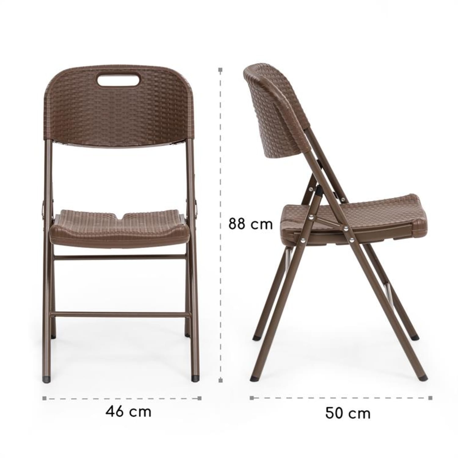 Burgos Seat, składanie krzesło, zestaw 2 sztuk, HDPE, stal, rattanowy wygląd, brązowy 