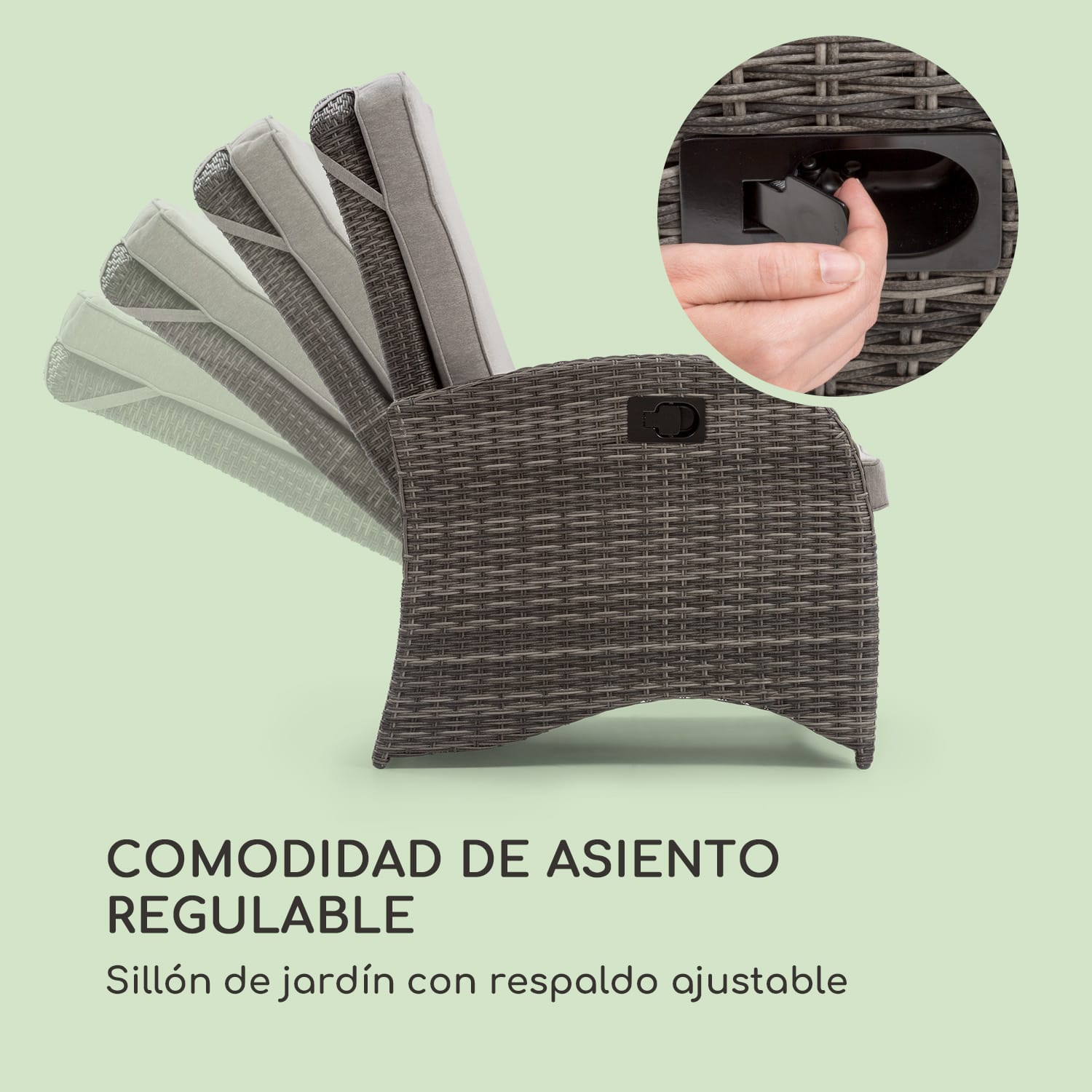 Comfort Siesta Sillón Respaldo regulable Gris oscuro Topo Claro