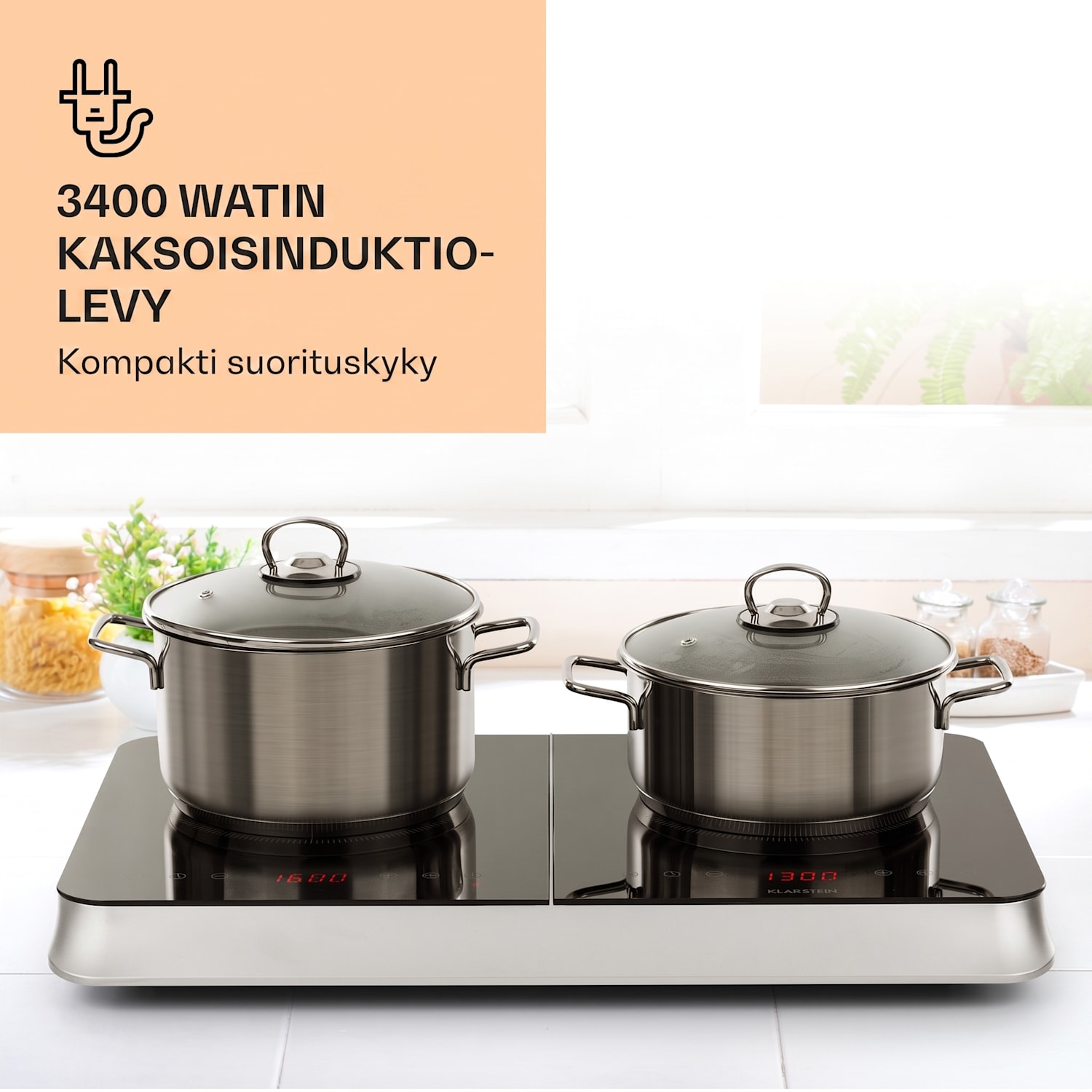 InnoChef-induktioliesi 3400 W kosketusohjaus keraaminen Musta / Hopea Metallinen
