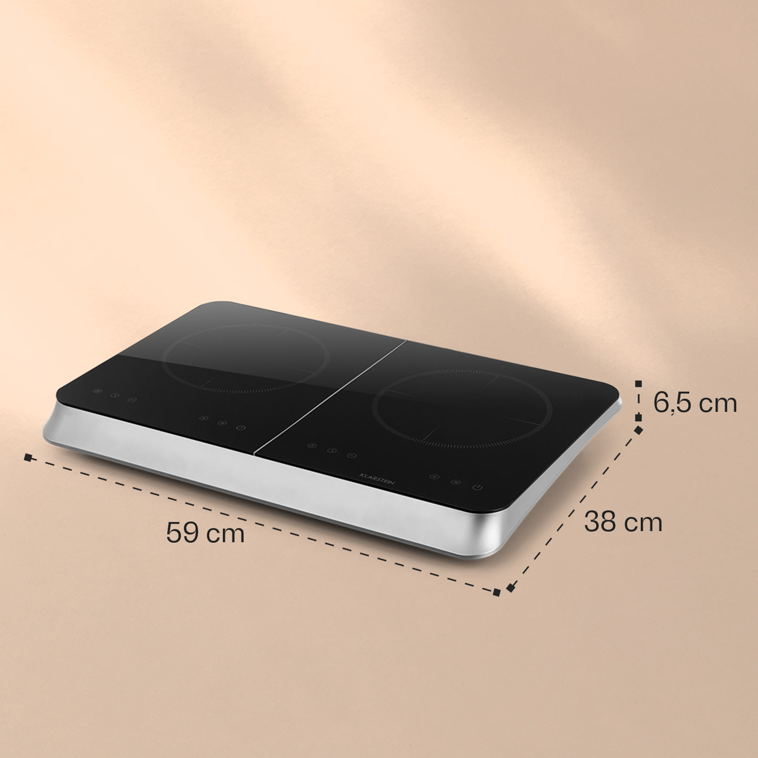 InnoChef Placa de inducción de 3400W con control táctil y vitrocerámica Negro / Plata Metálica