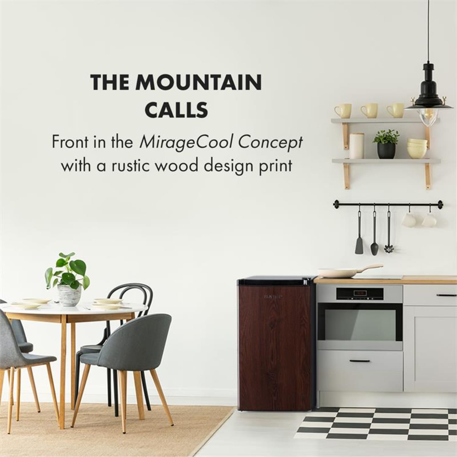 Feldberg koelkast A+ 90 liter MirageCool concept houten design zwart 