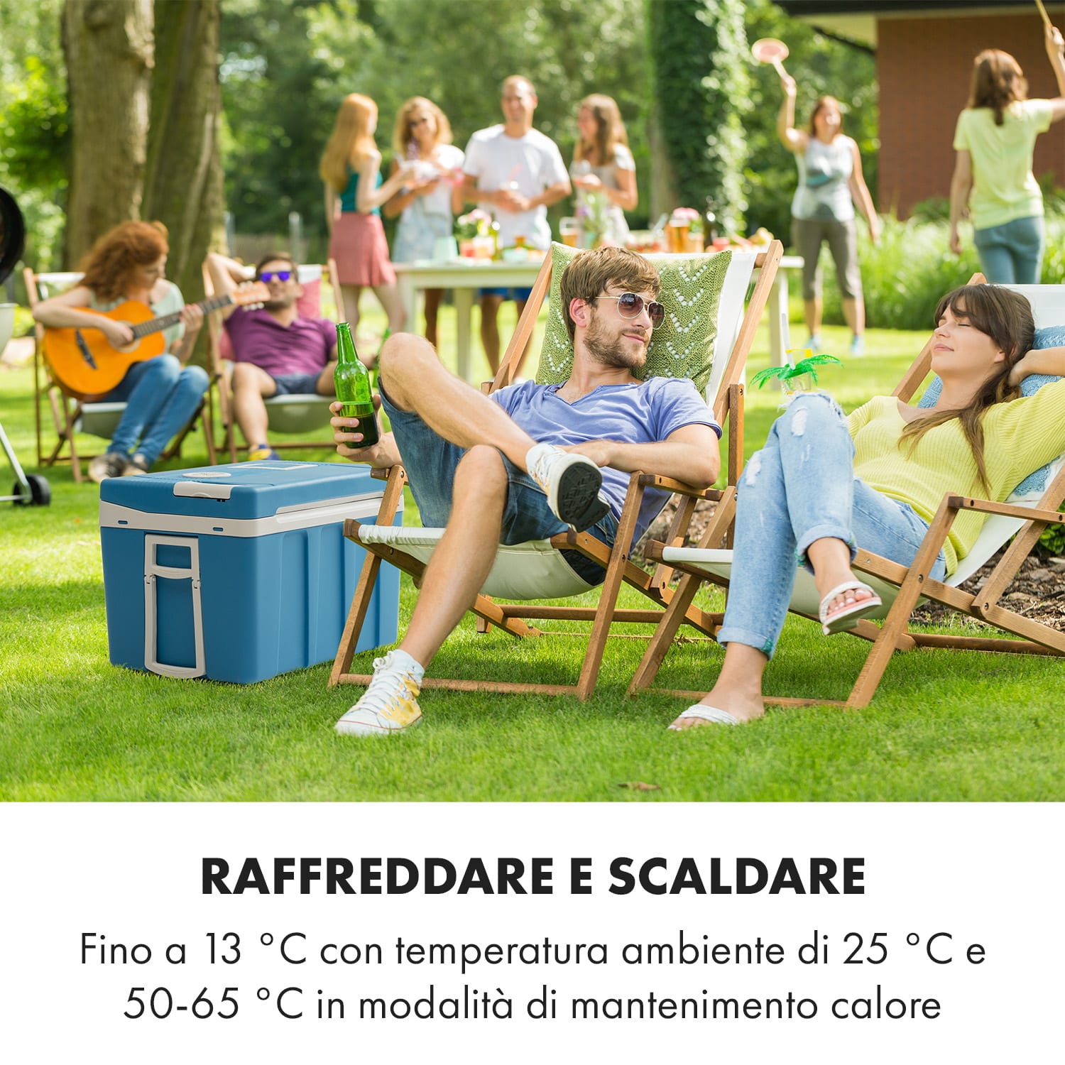 BeerPacker - Borsa termica, riscaldamento/raffreddamento, 50 litri, AC/DC,  trolley Blu