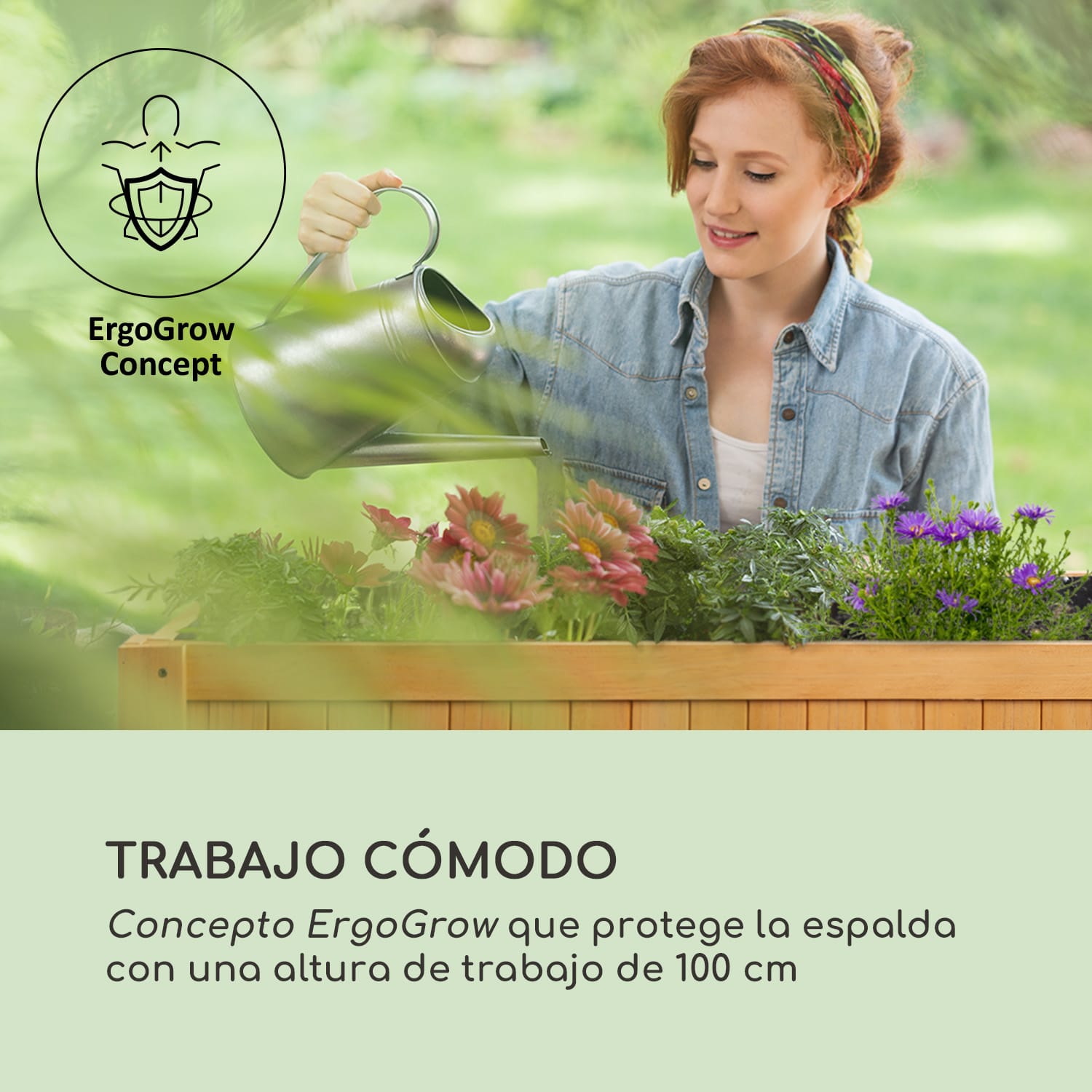 Altiplano Cubic Maceta elevada 100 x 100 x 50 Madera de pino Fieltro ErgoGrow 100 cm