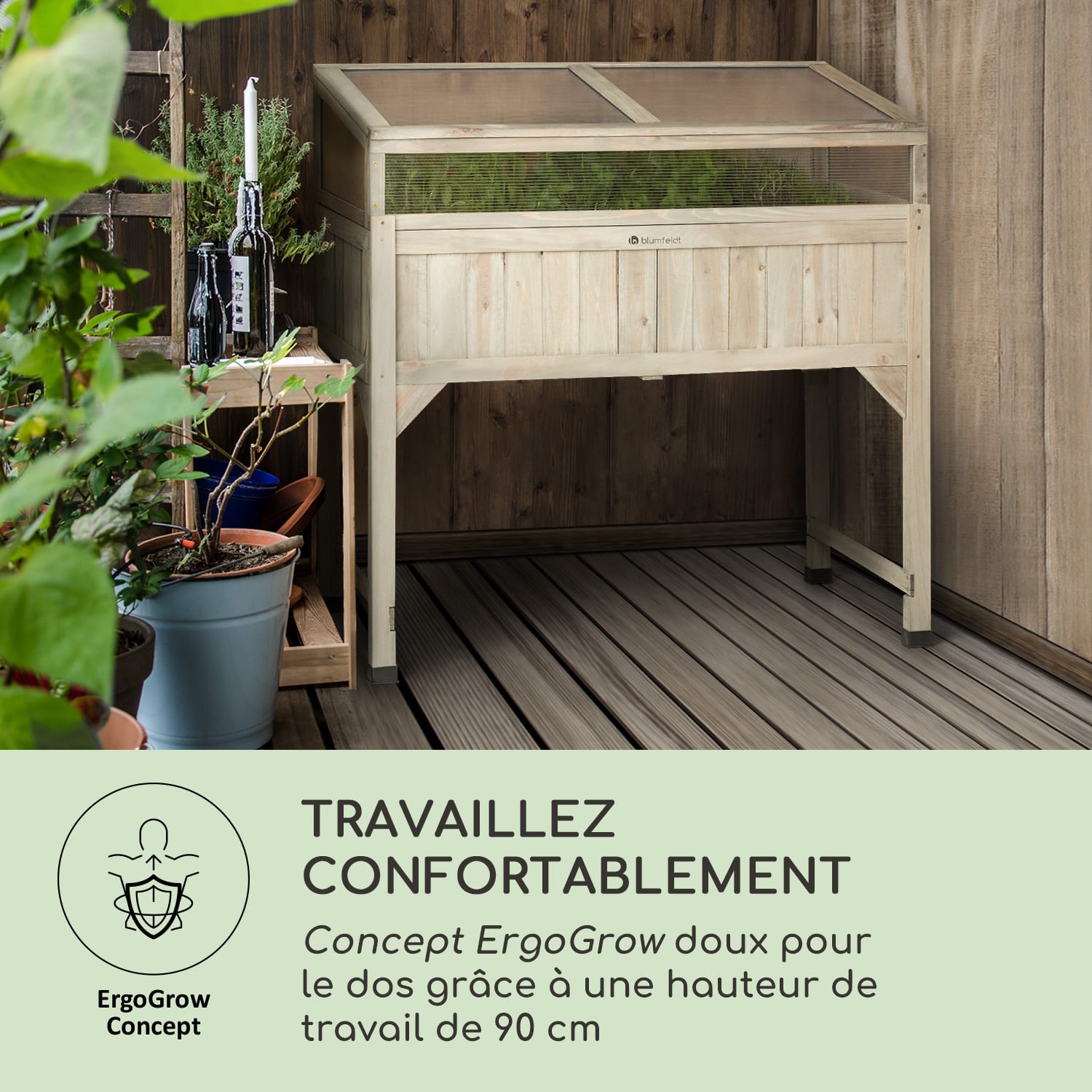 Altiplano Terrado Potager surélevé 120 x 121 x 54 cm bois de pin 