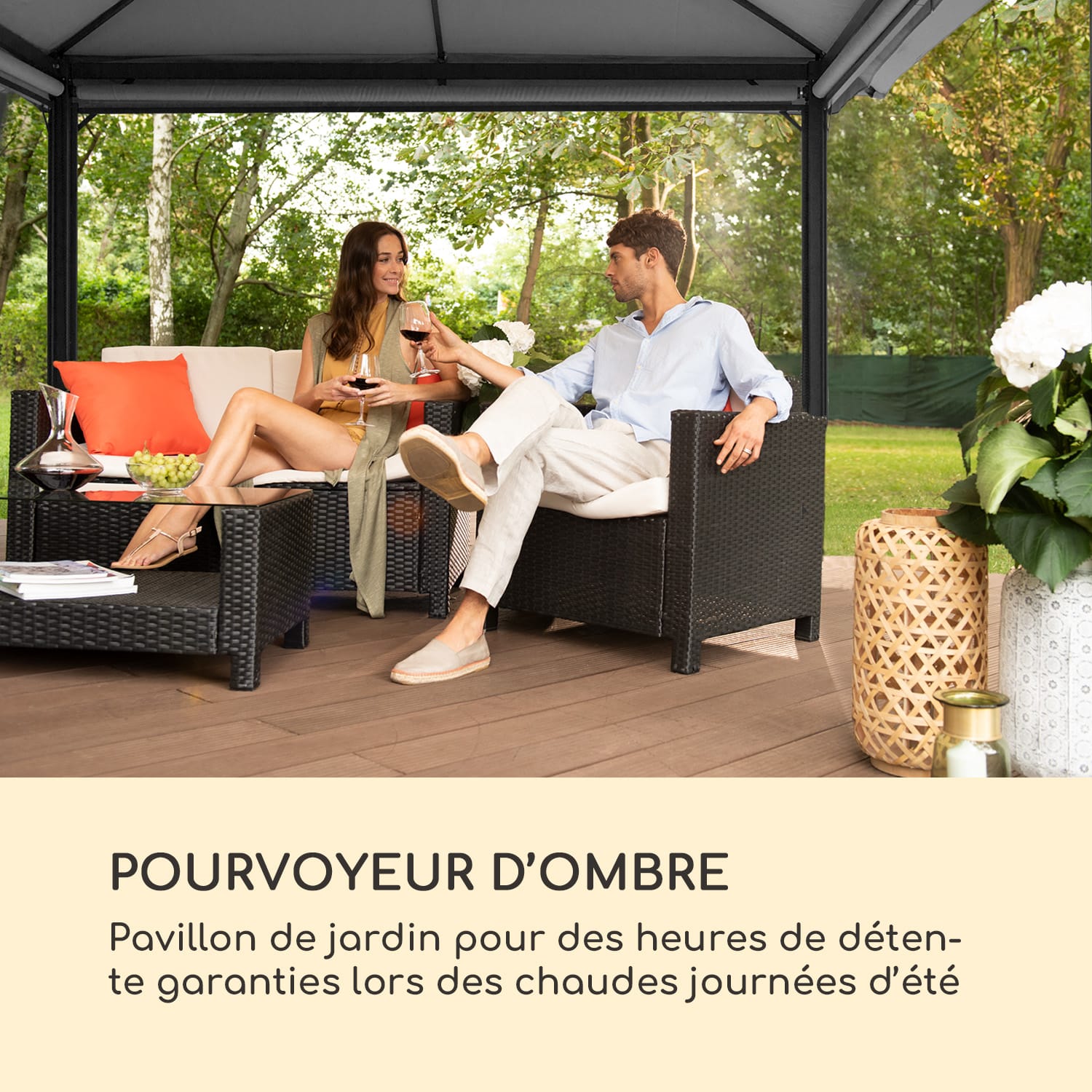 Grandezza Cortina pavillon de jardin 3x4 m 4 parois latérales gris foncé 3 x 4 m | Gris Foncé