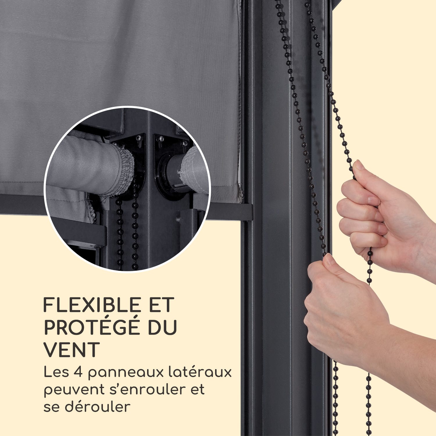 Grandezza Cortina pavillon de jardin 3x4 m 4 parois latérales gris foncé 3 x 4 m | Gris Foncé