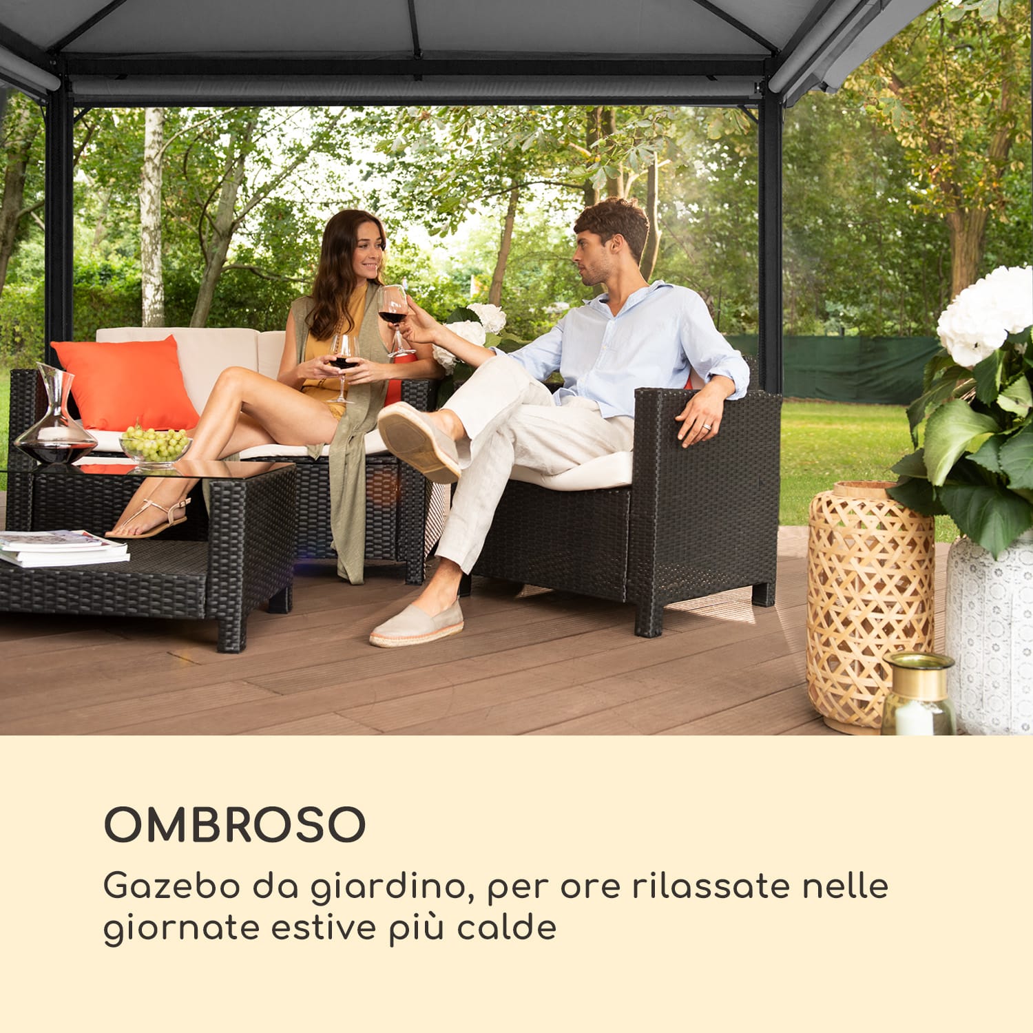Grandezza Cortina gazebo da giardino 3x4m 4 pannelli laterali grigio scuro 3 x 4 m | Grigio scuro
