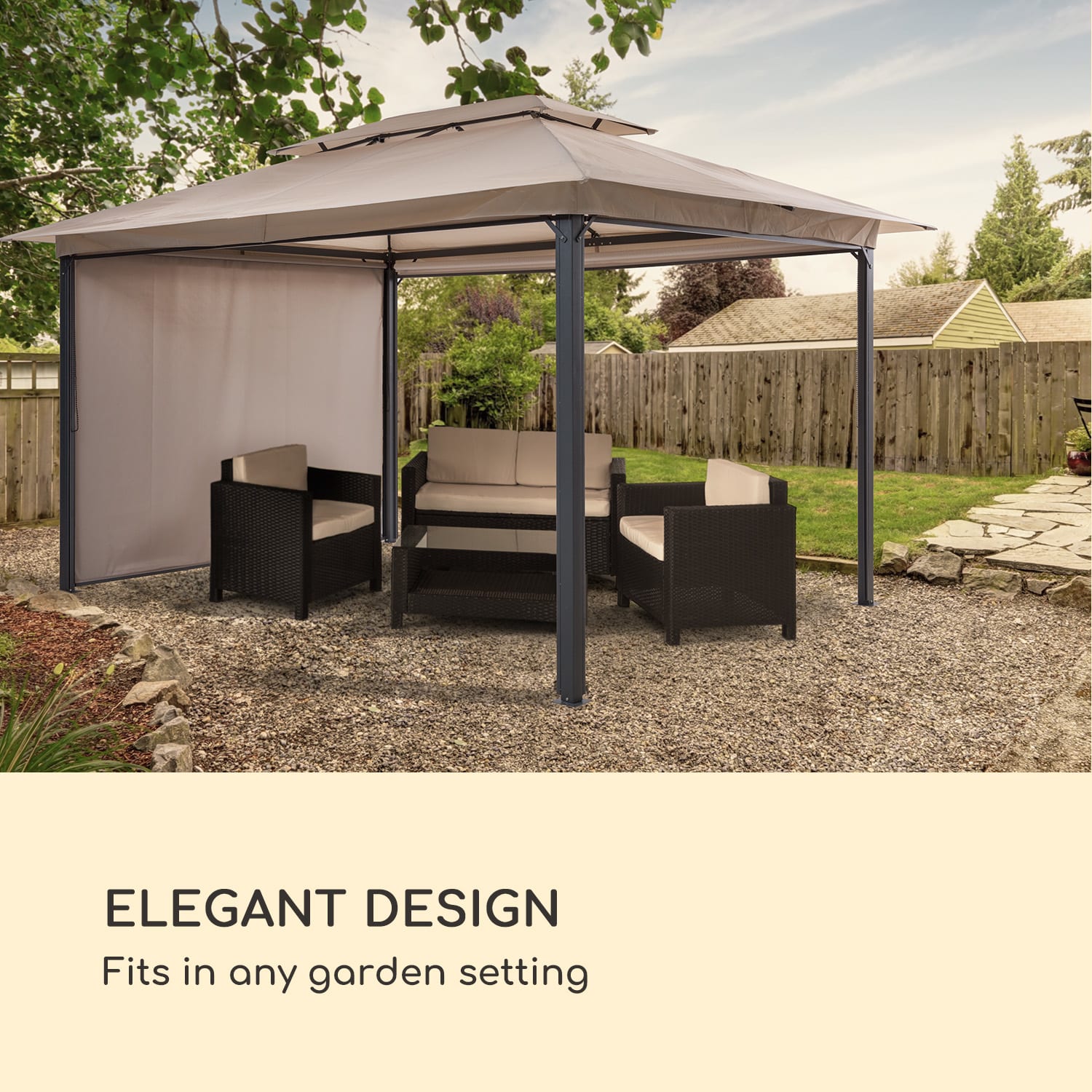 Grandezza Cortina, záhradný altánok, 3 x 4 m, 4 bočné diely, béžový