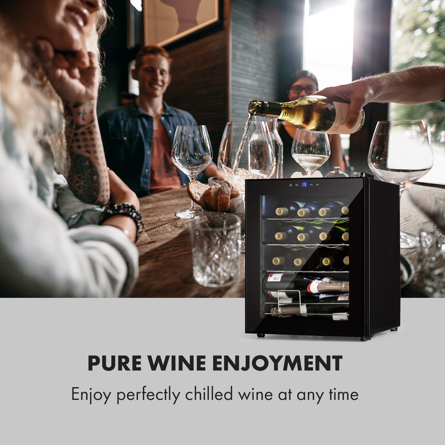 Shiraz, vinotéka, 42 l, 131 W, 5-18 °C, dotykové ovládání, černá 