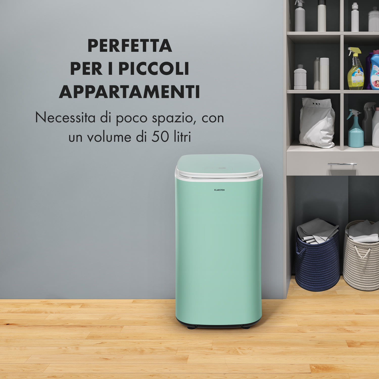 Zap Dry Asciugatrice 820W 50l Pannello Touch Schermo LED verde Menta