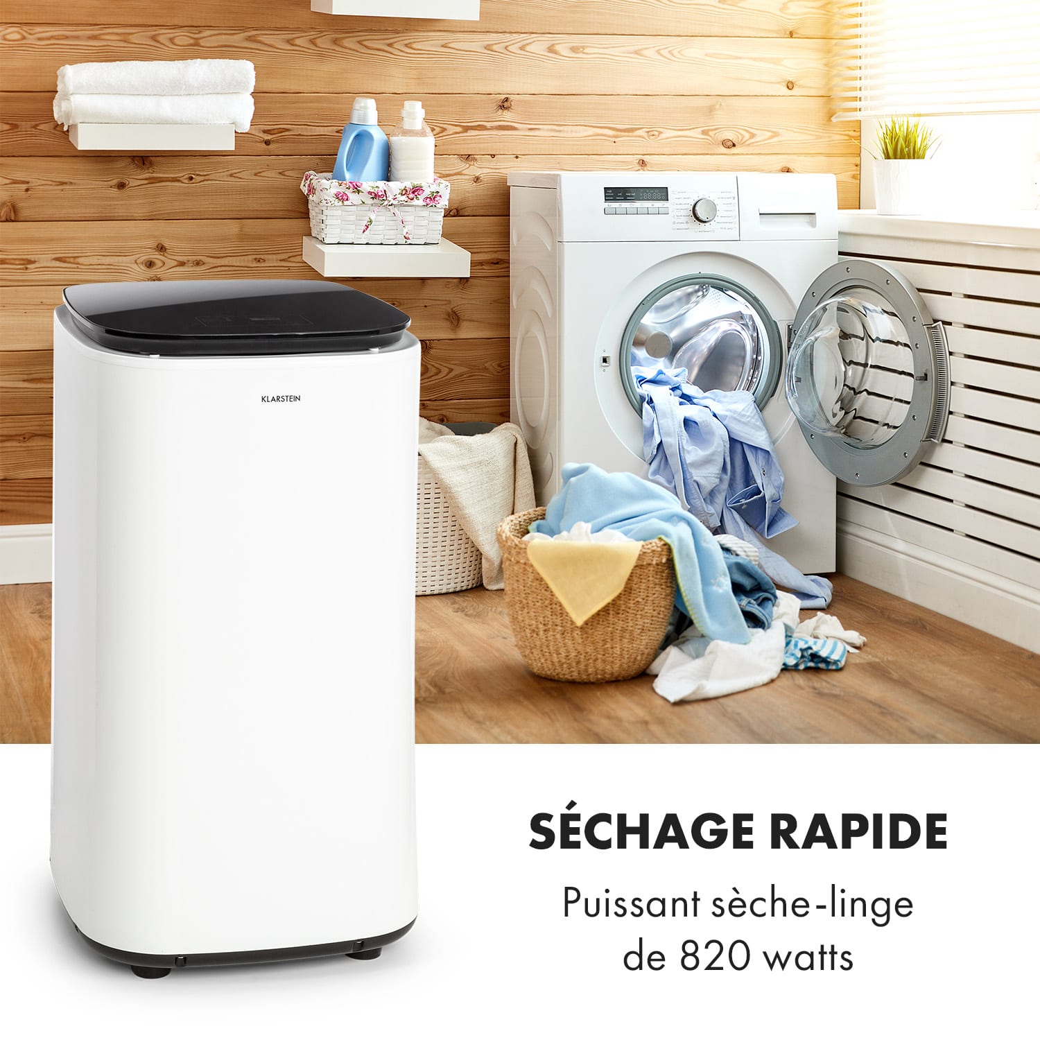 Zap Dry sèche-linge 820 W 50 l panneau de commande tactile voyants LED  blanc/noir 