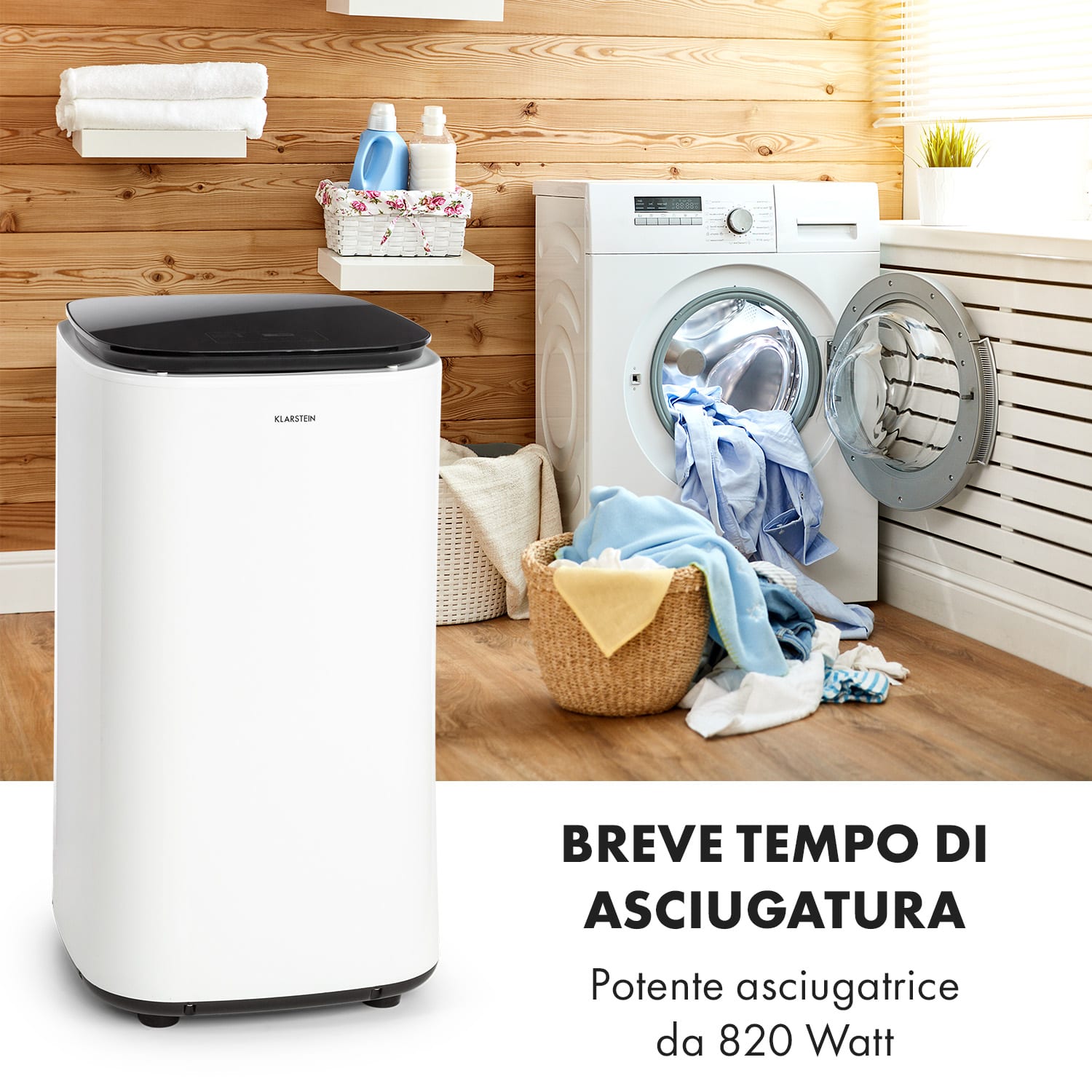 Zap Dry Asciugatrice 820W 50l Pannello Touch LED bianco/nero 