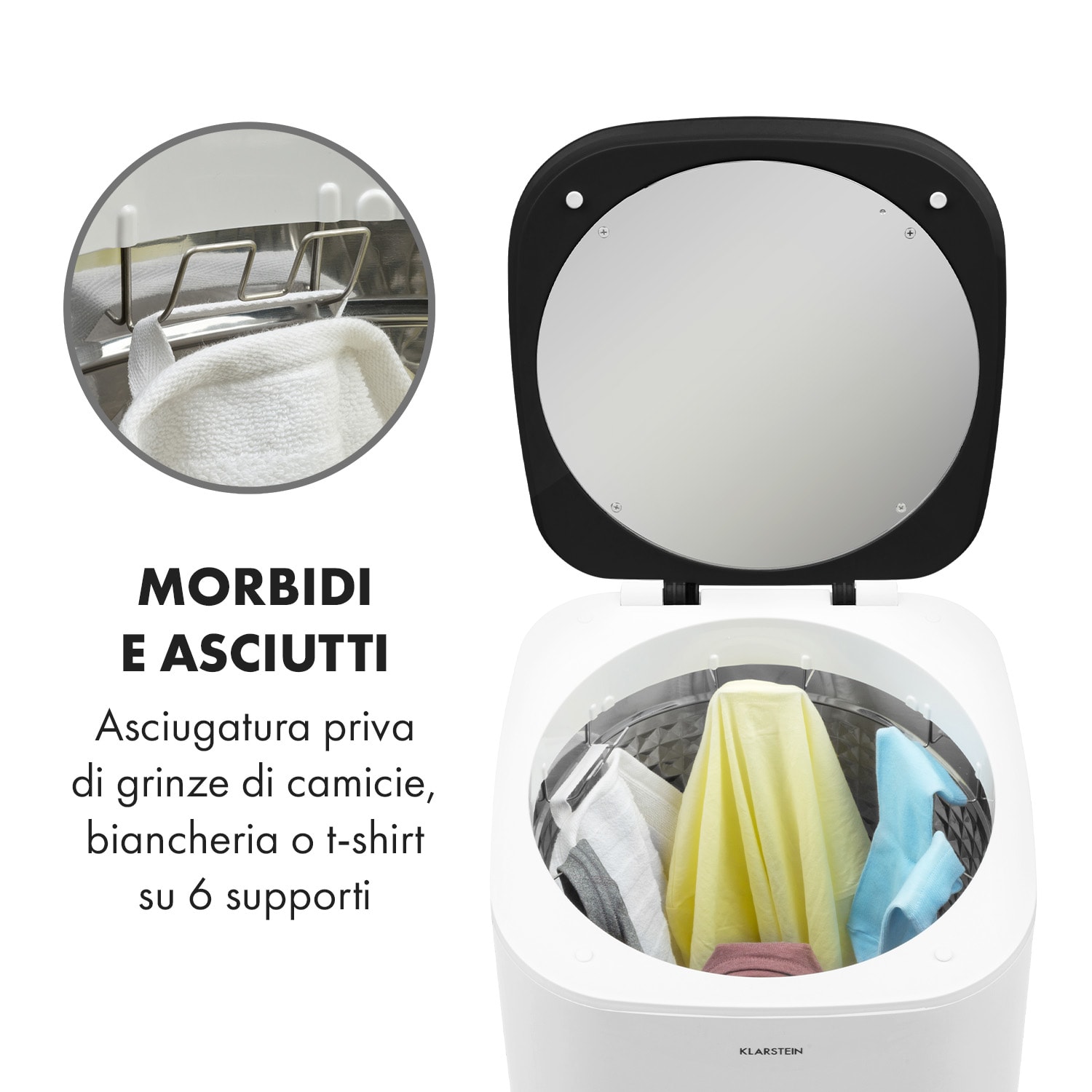 Zap Dry Asciugatrice 820W 50l Pannello Touch LED bianco/nero 