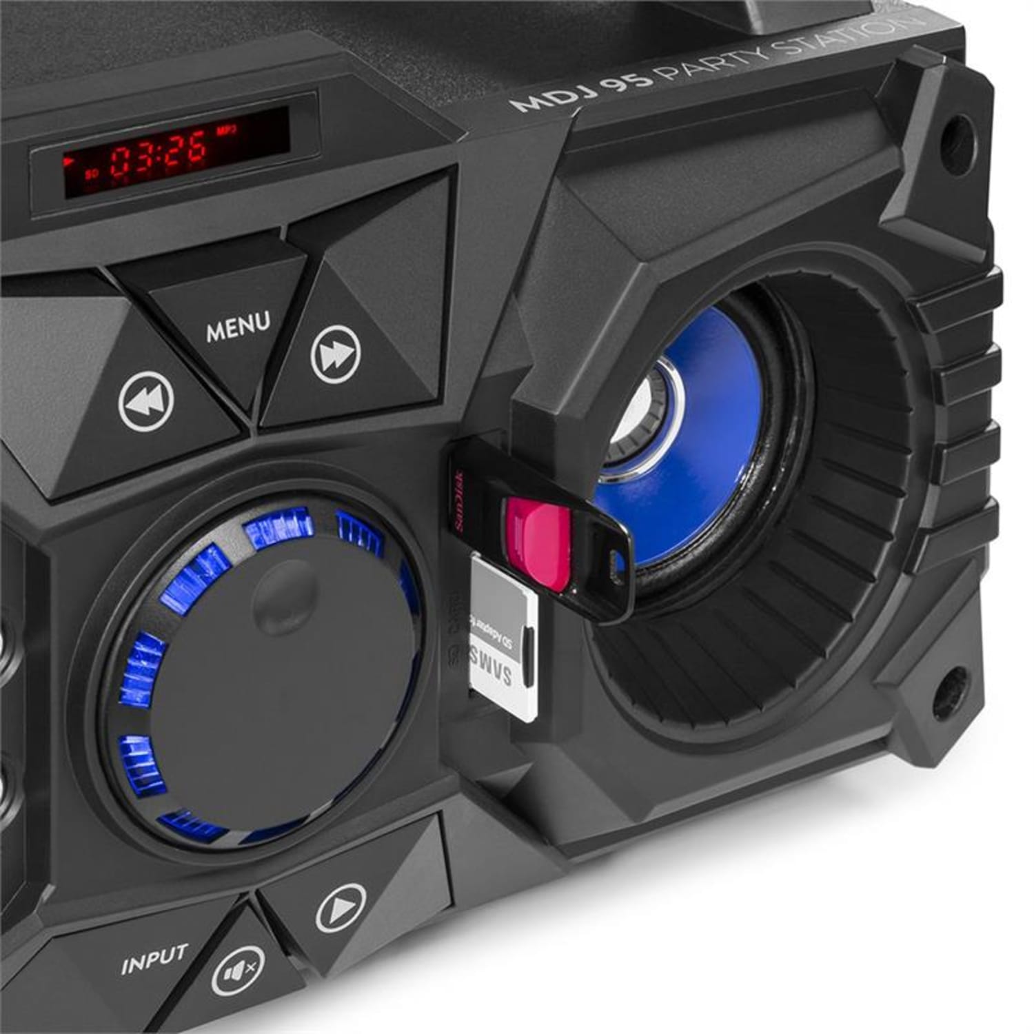 MDJ95 partystation Bluetooth USB/SD/AUX accu zwart 
