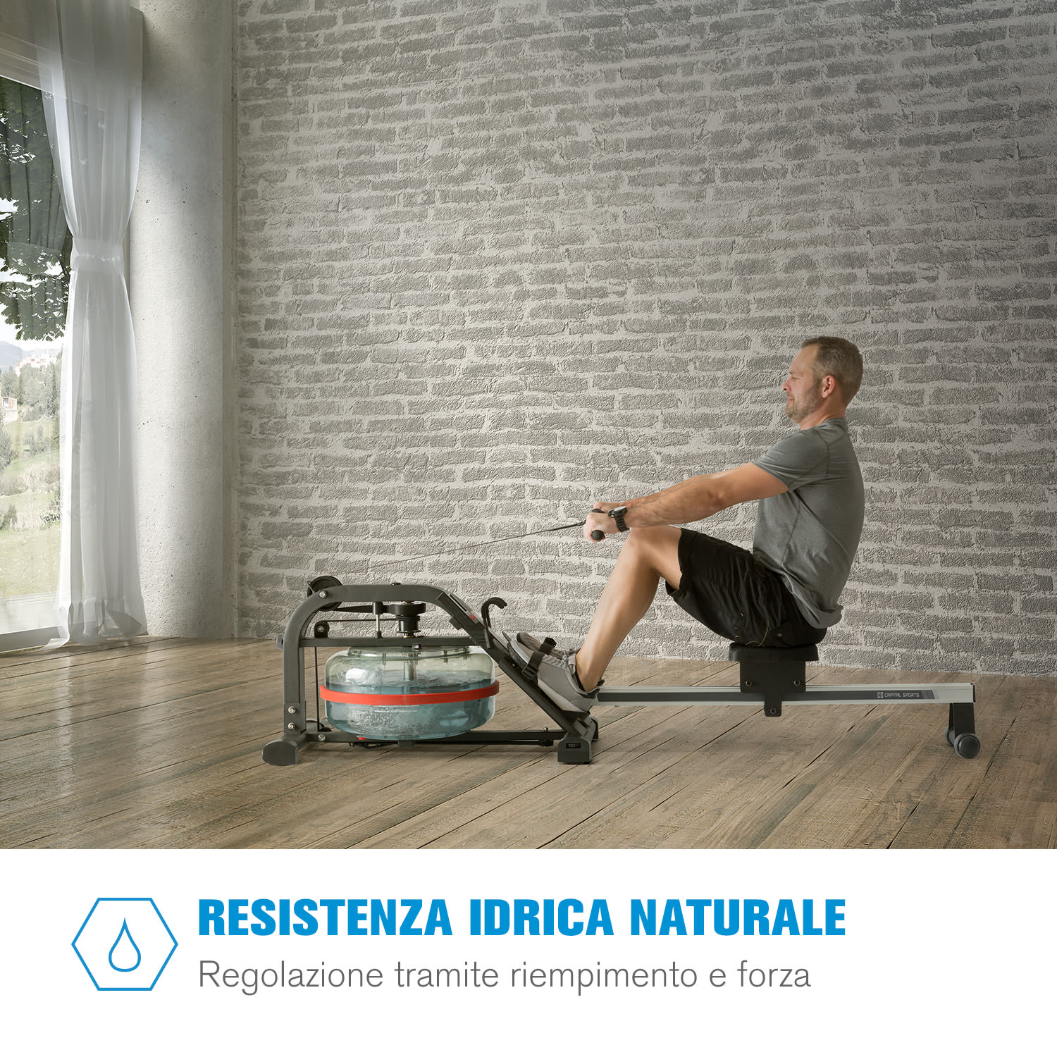 Rowlympic vogatore ad acqua 115cm posizionabile display LCD alluminio 