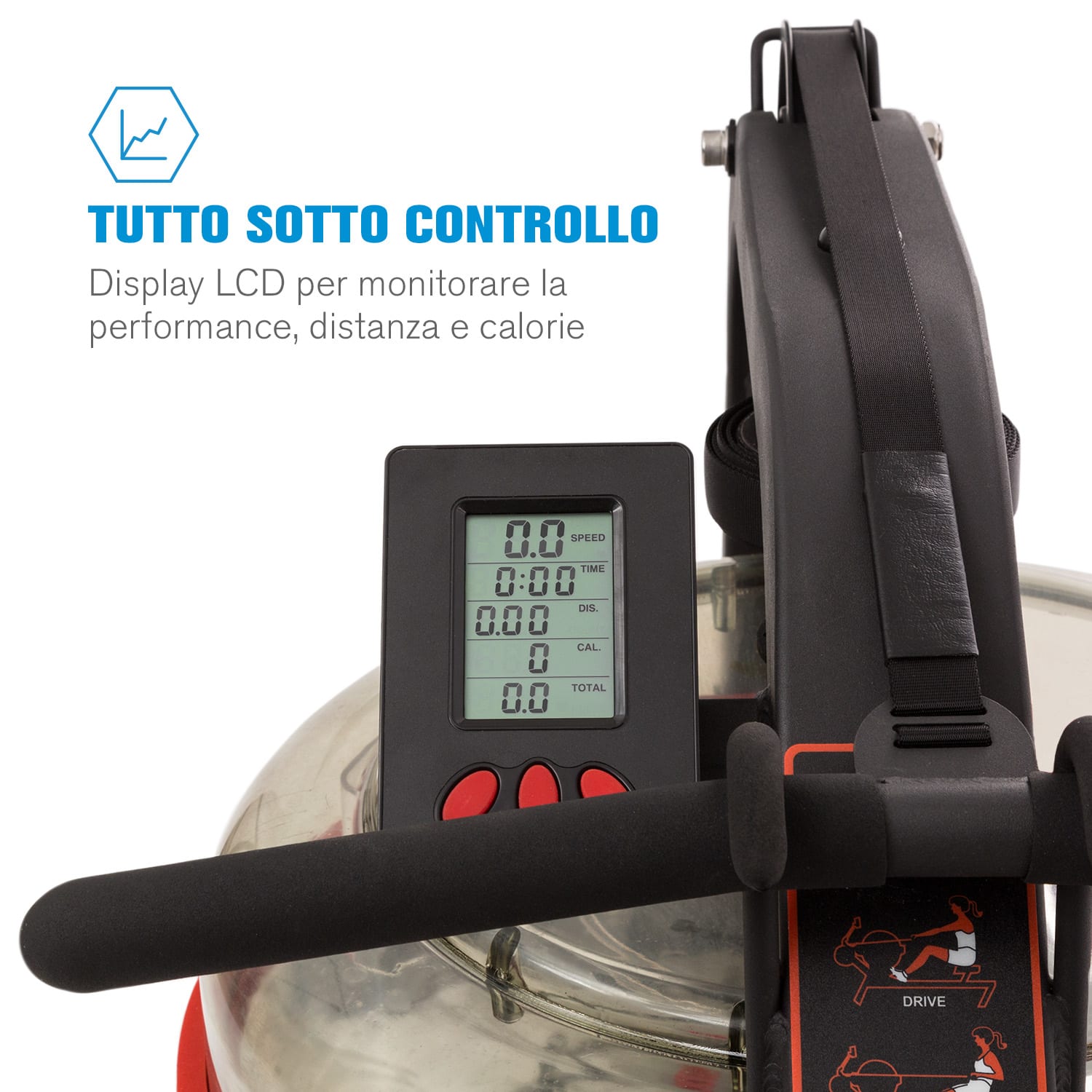 Rowlympic vogatore ad acqua 115cm posizionabile display LCD alluminio 