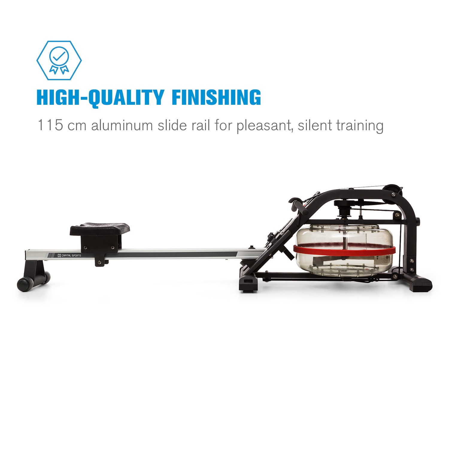 Rowlympic, vodný veslovací trenažér, 115 cm, nastaviteľný, LCD displej, hliník 