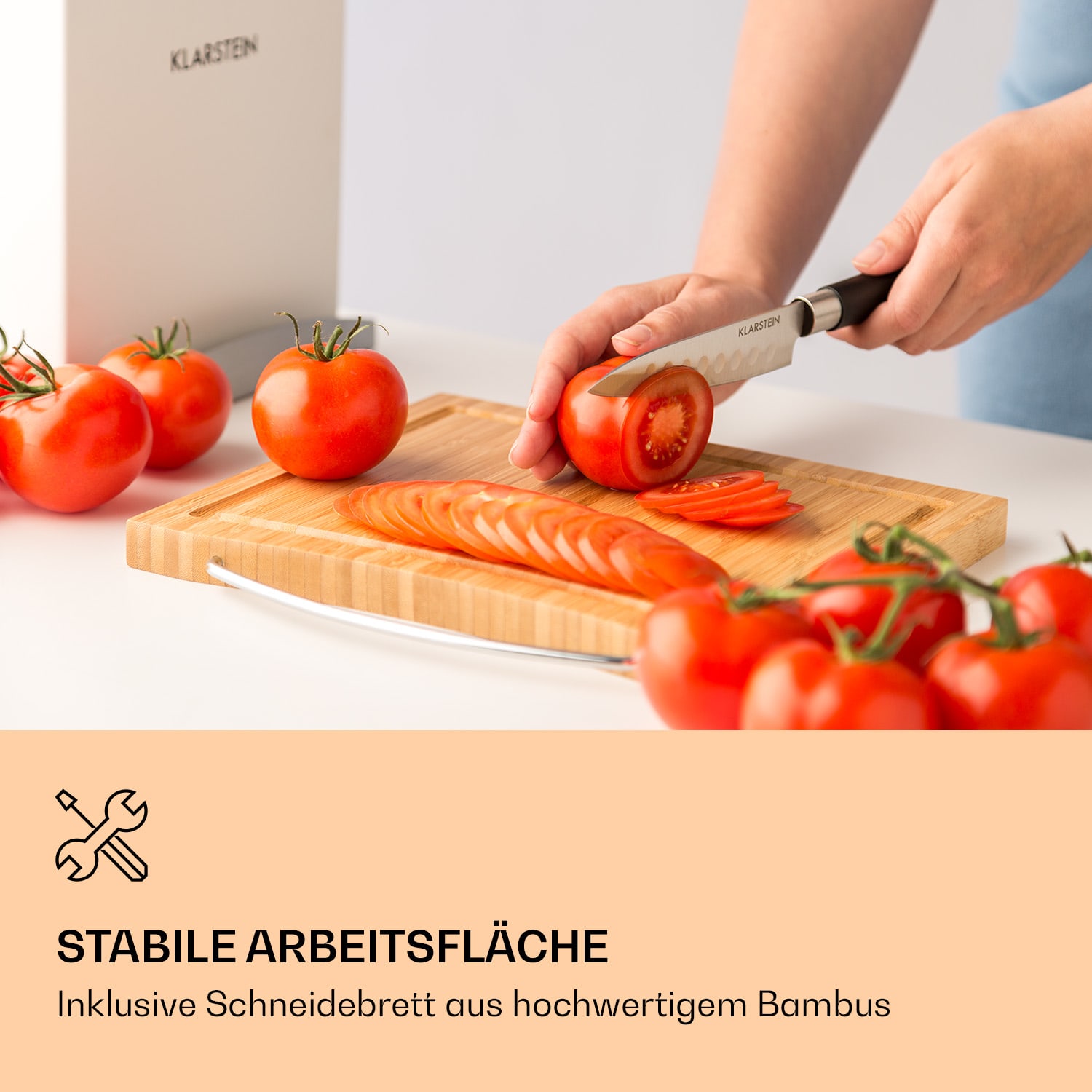 Kitano Plus Set de couteaux 9 pièces Planche à découper bloc bois bamb 