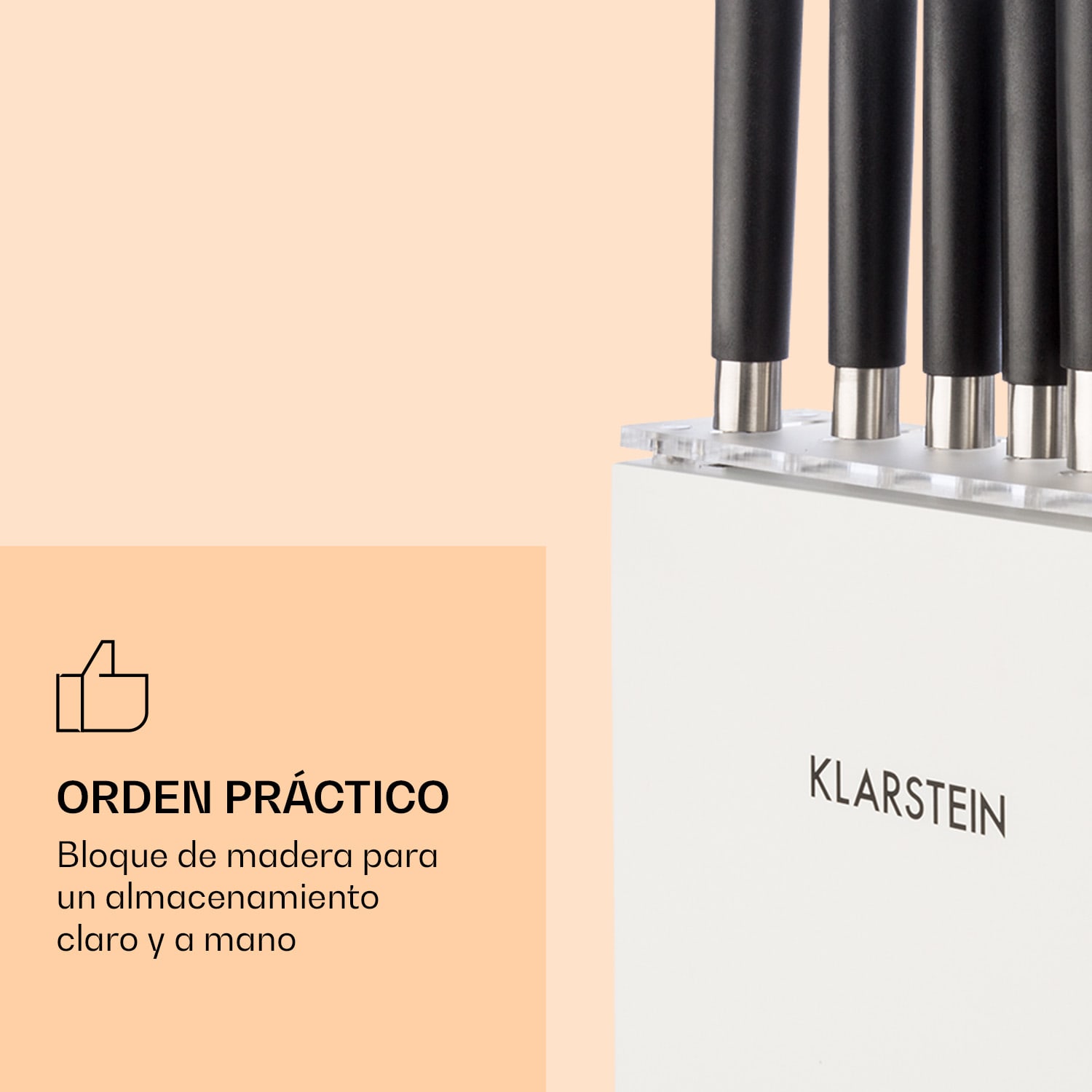 Kitano Plus Set de cuchillos 9 piezas Bloque de madera-tabla de corte de bambú Blanco 