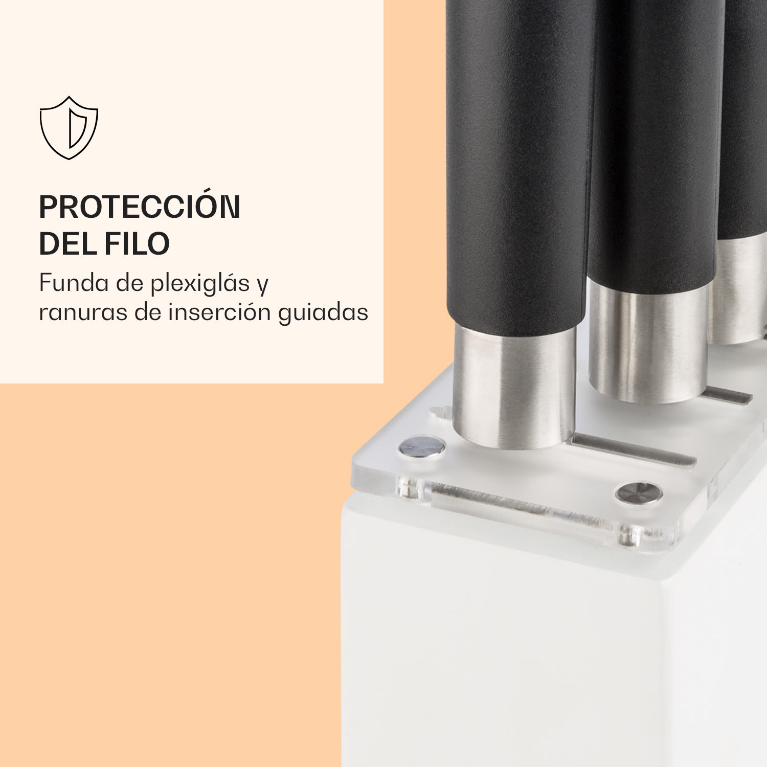 Kitano Plus Set de cuchillos 9 piezas Bloque de madera-tabla de corte de bambú Blanco 